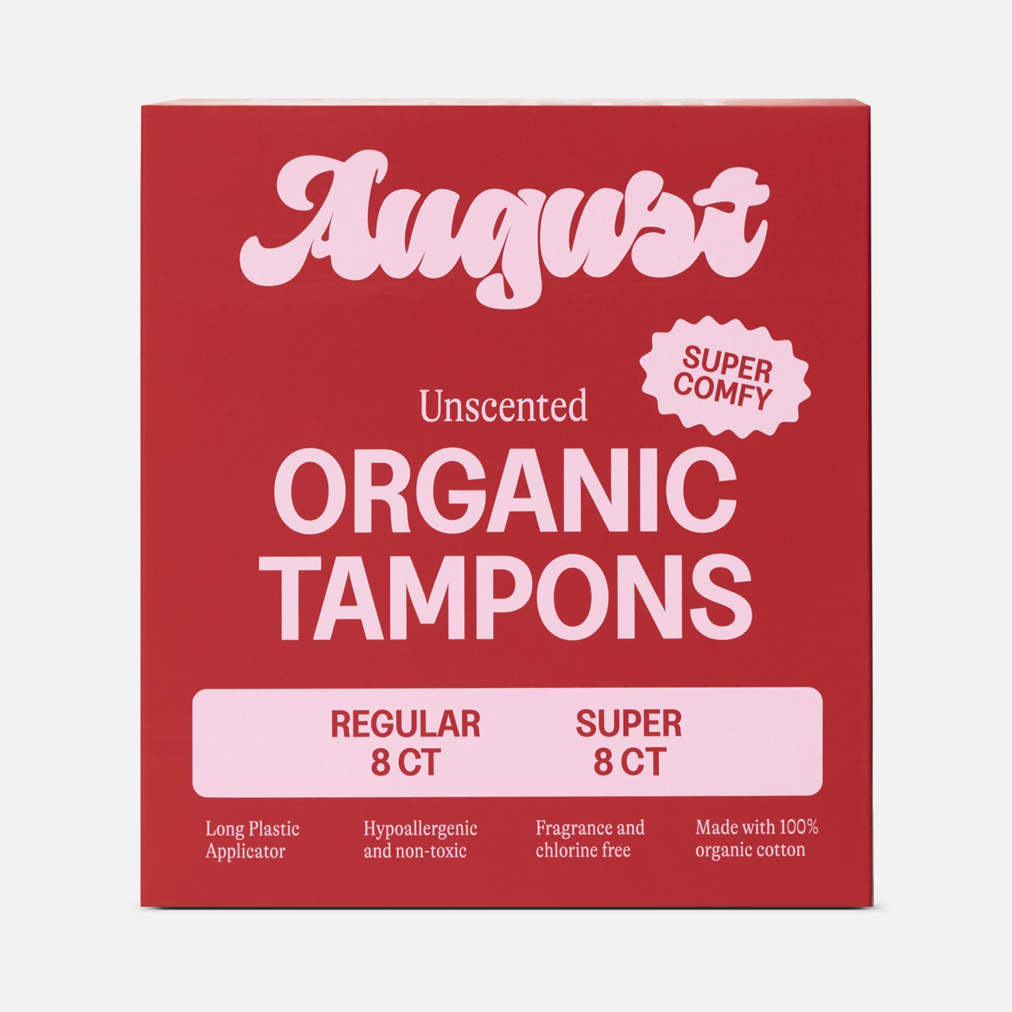 August Organic Cotton Regular & Super Tampons, 16 ct. Combo