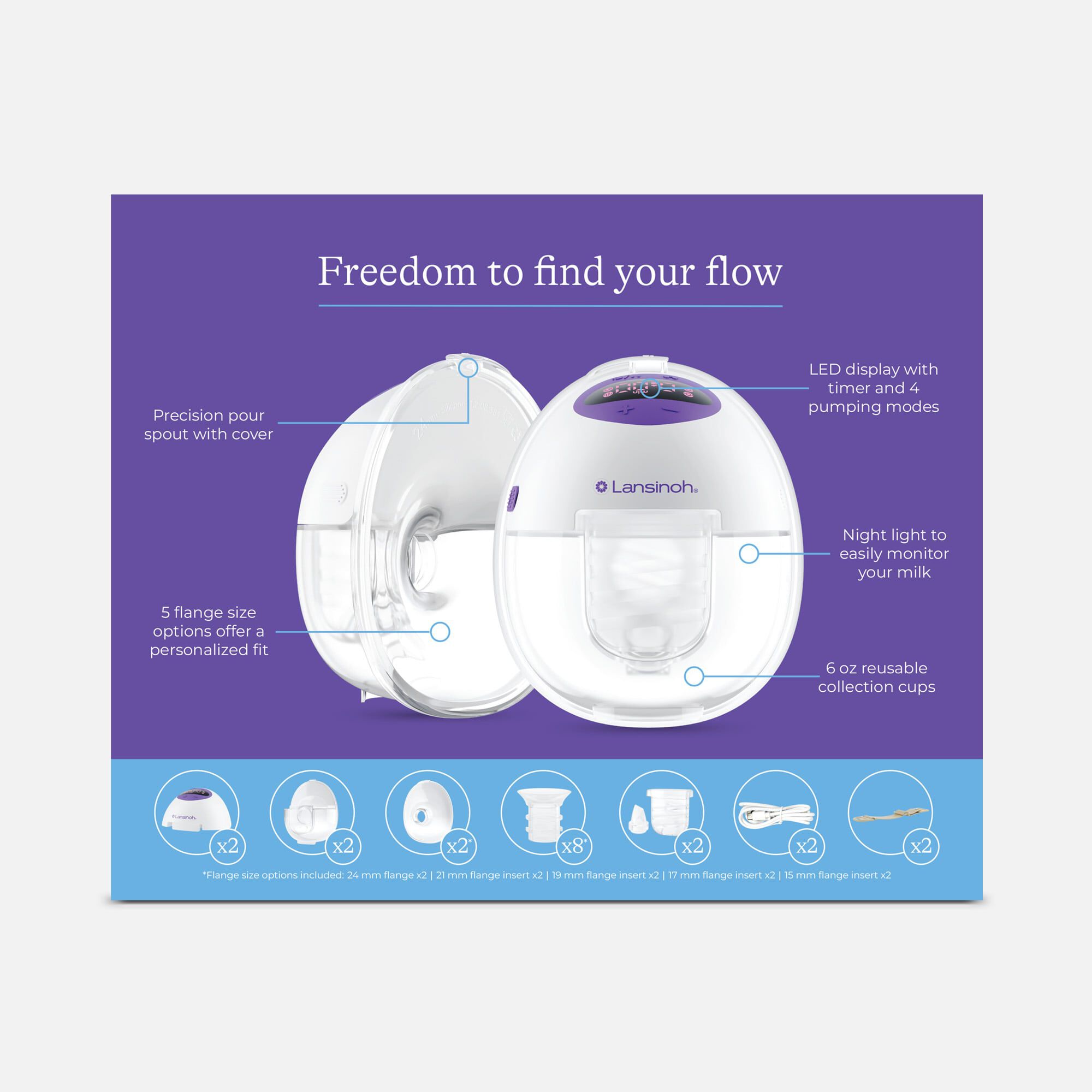 Lansinoh Discreet Duo Wearable Breast Pump, 2 Pumps, , large