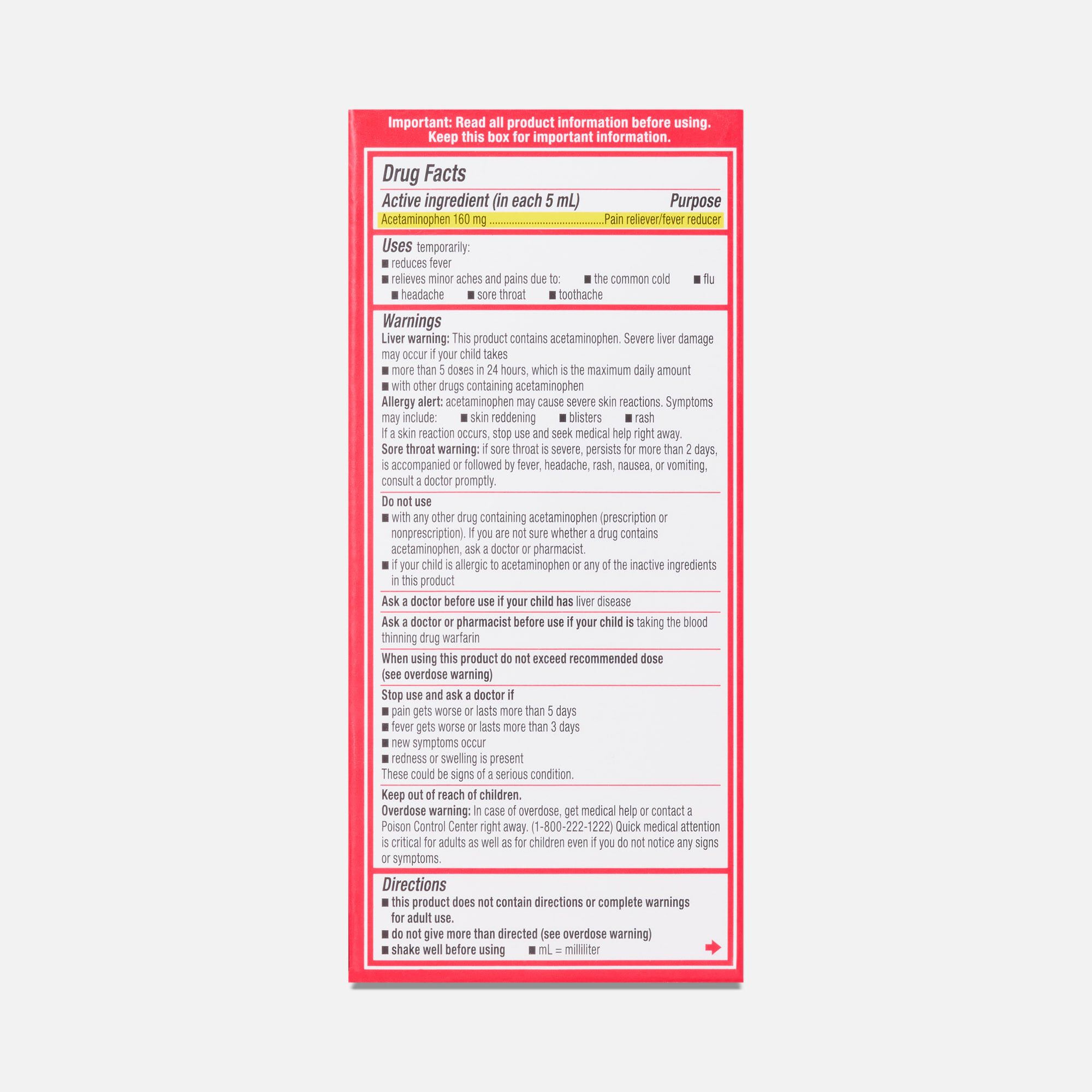 Infant's Tylenol Pain + Fever Dye-Free Acetaminophen Liquid w/ Simple Measure, Natural Apple, 2 fl oz., , large