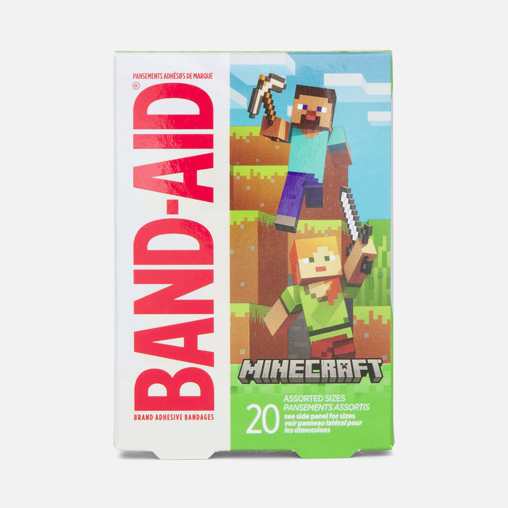 BAND-AID® Brand Adhesive Bandages, MineCraft, Assorted Sizes, 20 ct., , large