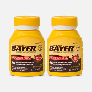 Genuine Bayer Aspirin, 325 mg Tablets, 100 ct. (2-Pack), , large