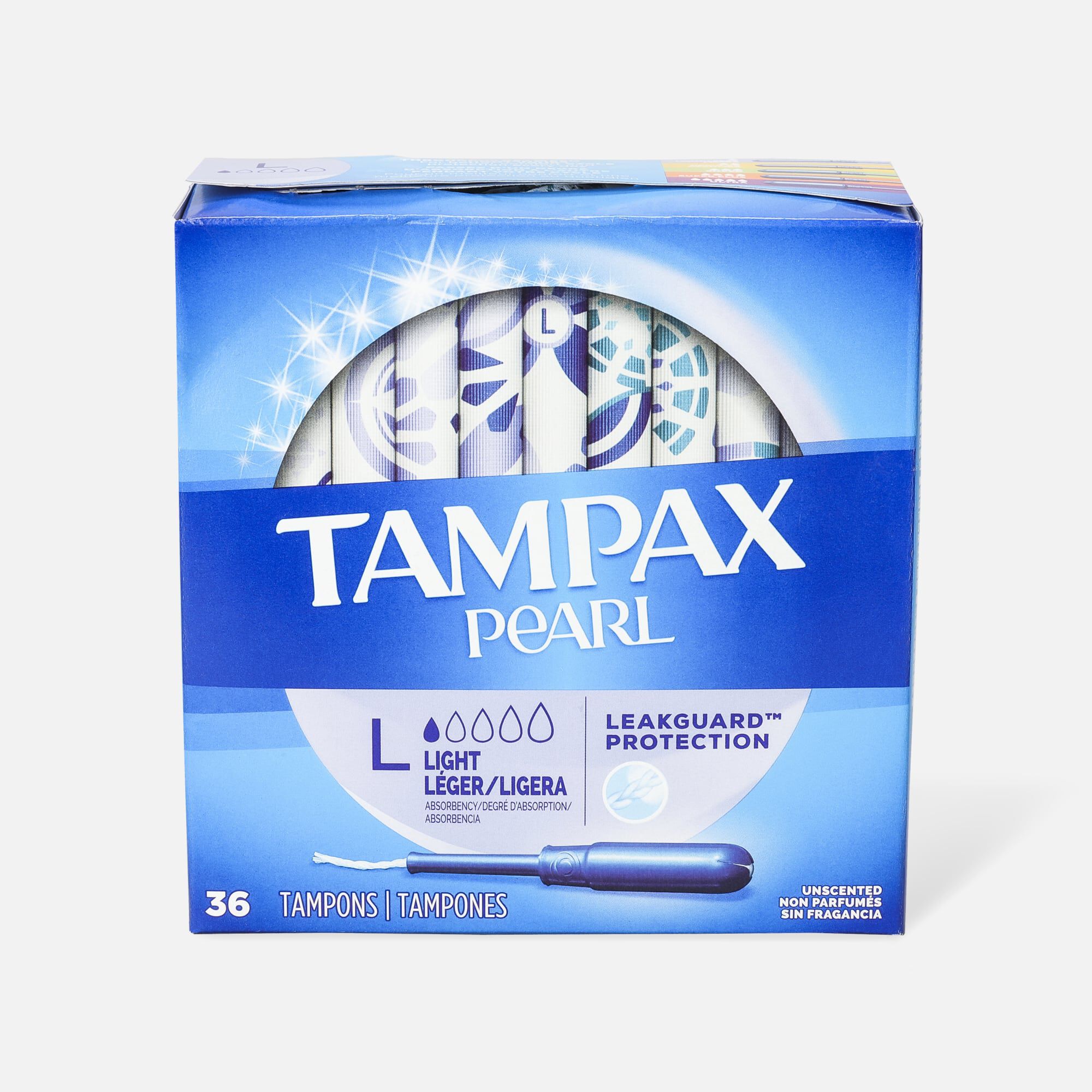 Tampax Pearl Tampons with BPA-Free Plastic Applicator and LeakGuard Braid, Unscented, , large