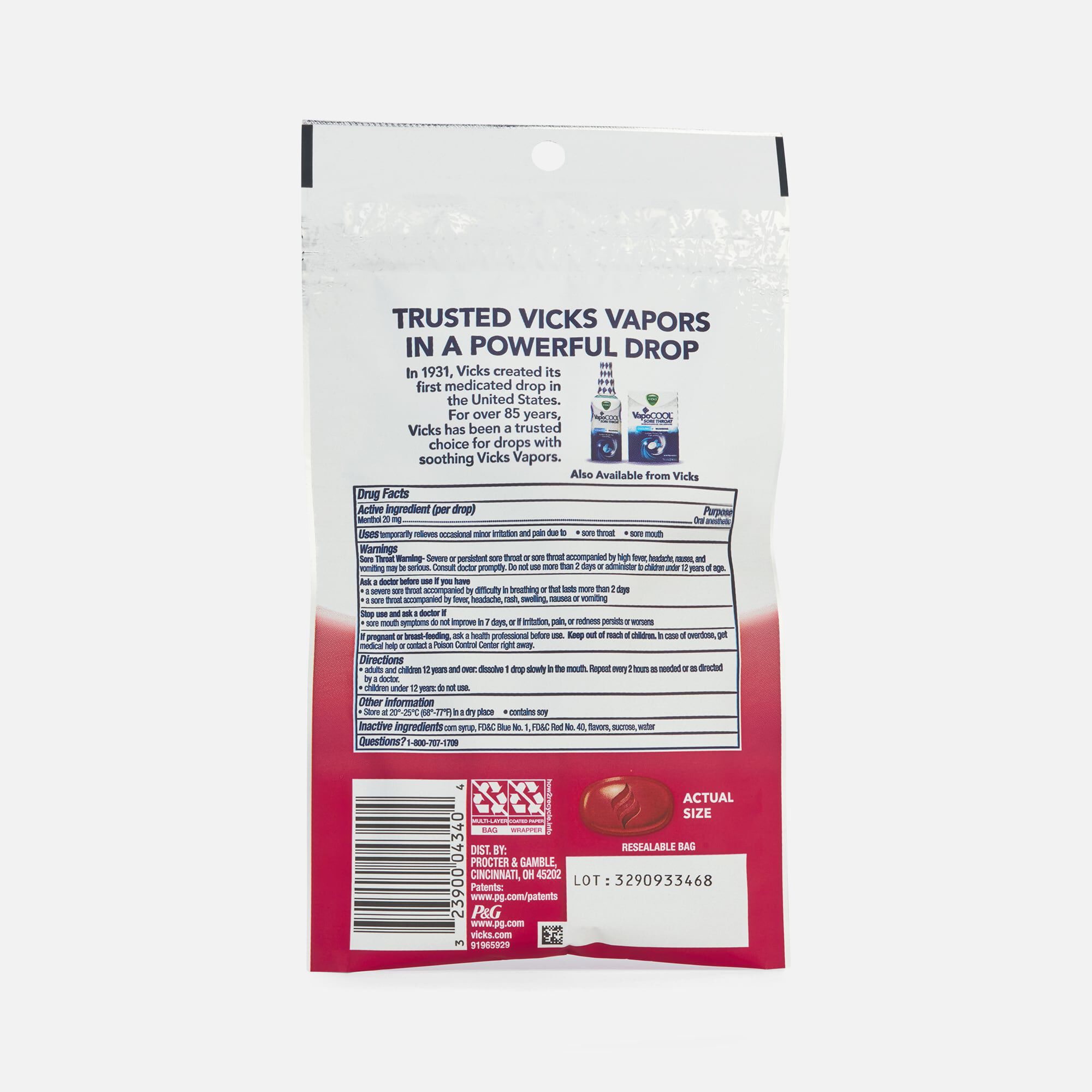 Vicks VapoCool Drops Severe Cherry, 18 ct., , large