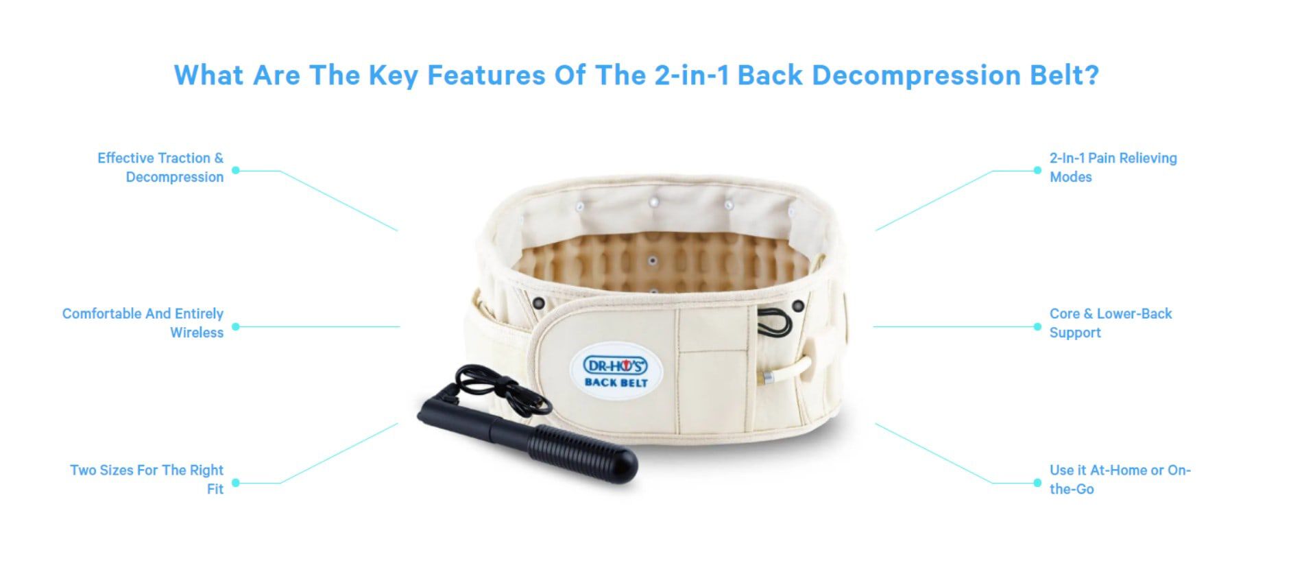 DR-HO'S 2-in-1 Back Decompression Belt (Size A 25" to 41"), , large