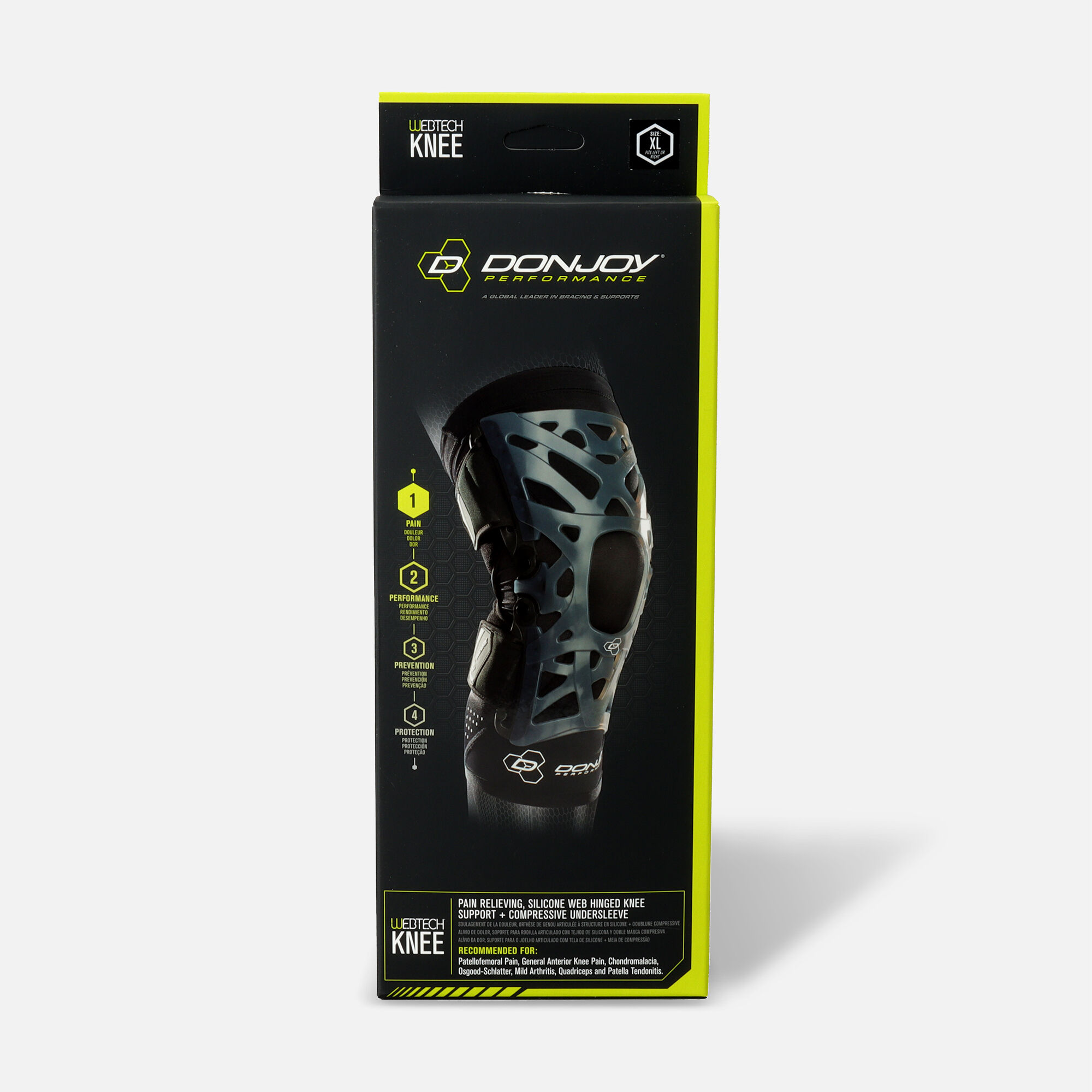 DonJoy Performance Webtech Knee Brace, Black, Extra Large