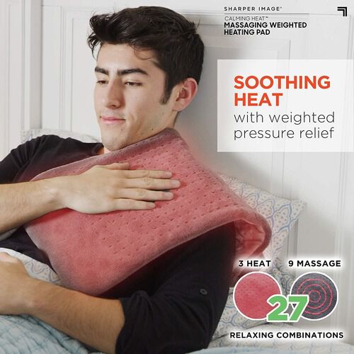 Sharper Image® Calming Heat Massaging Weighted Heating Pad, 12” x 24”, 4 lbs, , large