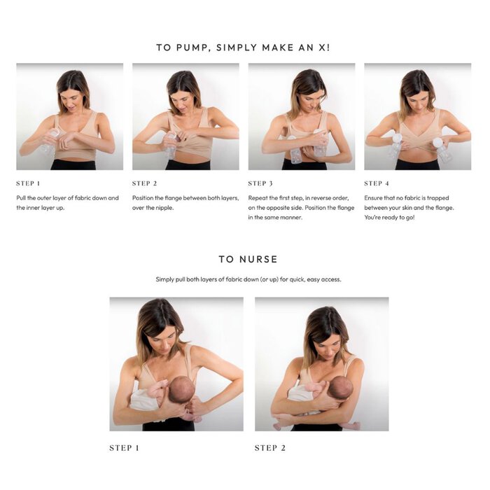 Larken X Nursing + Hands-Free Pumping Bra, Black, Large, Black, large