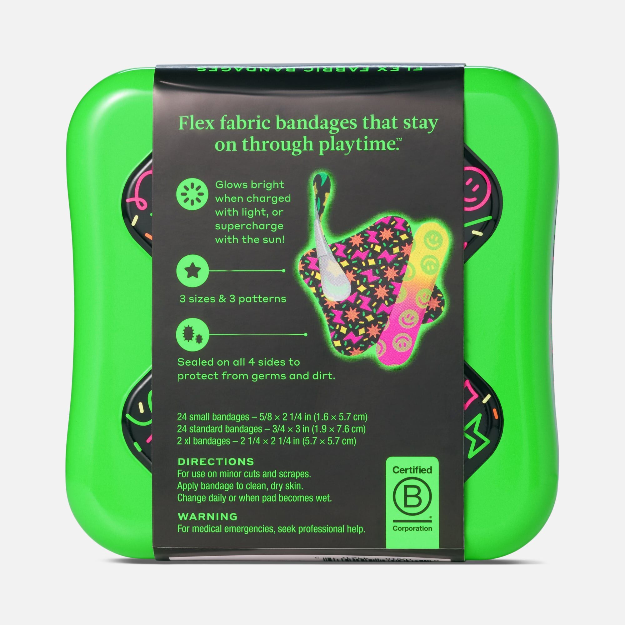 Welly® Flex Fabric Bandages, Glow Party, 50 ct., , large