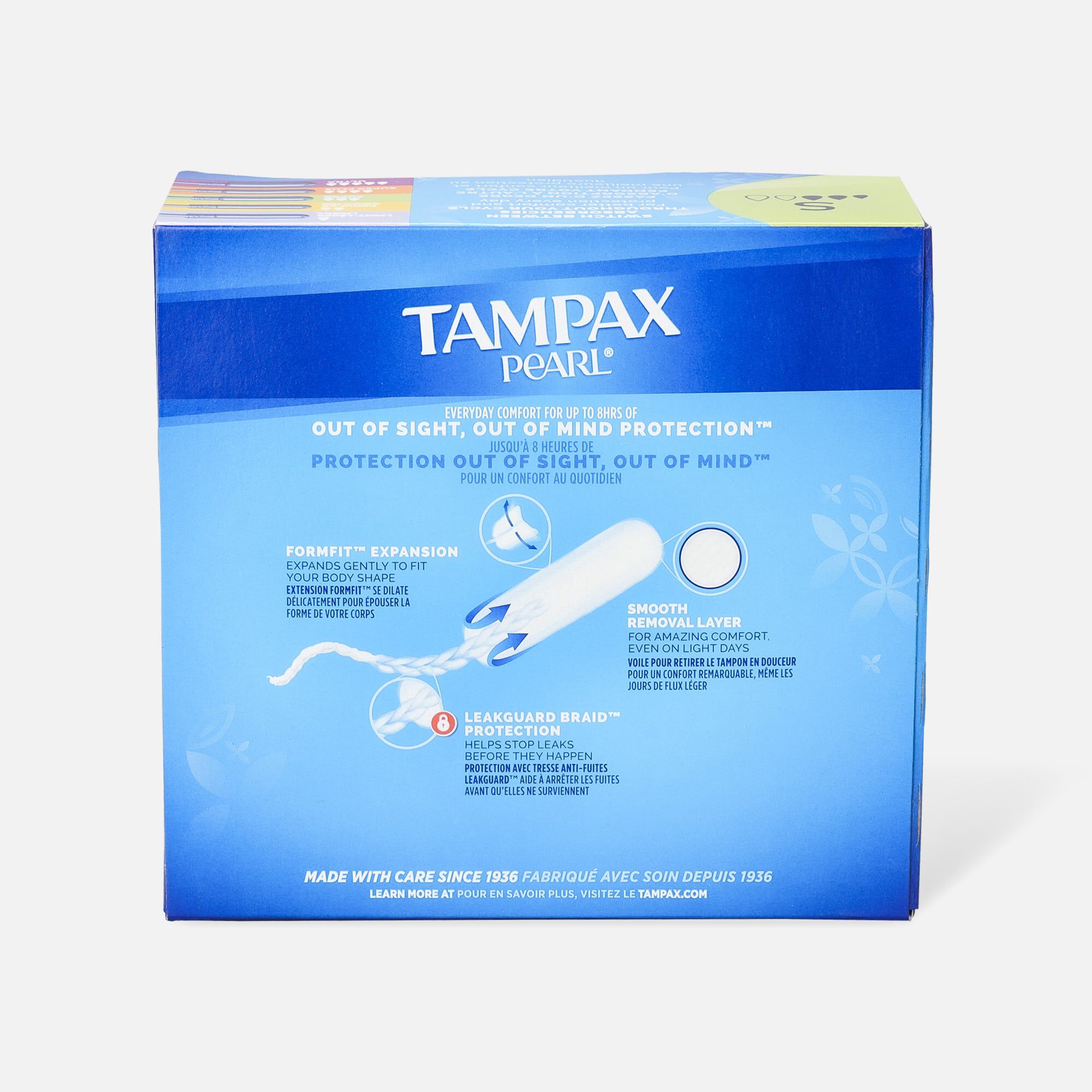 Tampax Pearl Tampons with BPA-Free Plastic Applicator and LeakGuard Braid, Unscented, , large