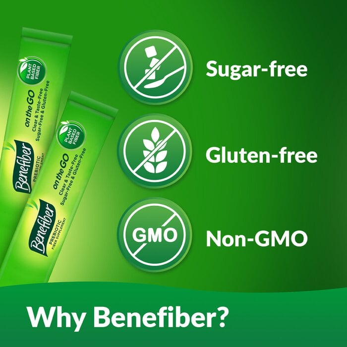 Benefiber On The Go Prebiotic Daily Fiber Supplement Powder Sticks, For Digestive Health, Unflavored, 28 ct., , large