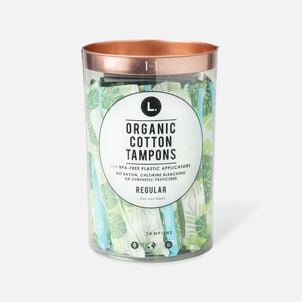 L. Organic Cotton Tampons Regular Absorbency, BPA-free Plastic Applicator, 30 ct.
