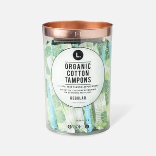 L. Organic Cotton Tampons Regular Absorbency, BPA-free Plastic Applicator, 30 ct.