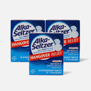 Alka-Seltzer Hangover Relief Effervescent Tablets Formulated for Fast Relief of Headaches, Body Aches and Mental Fatigue, 20 ct. (3-Pack), , large