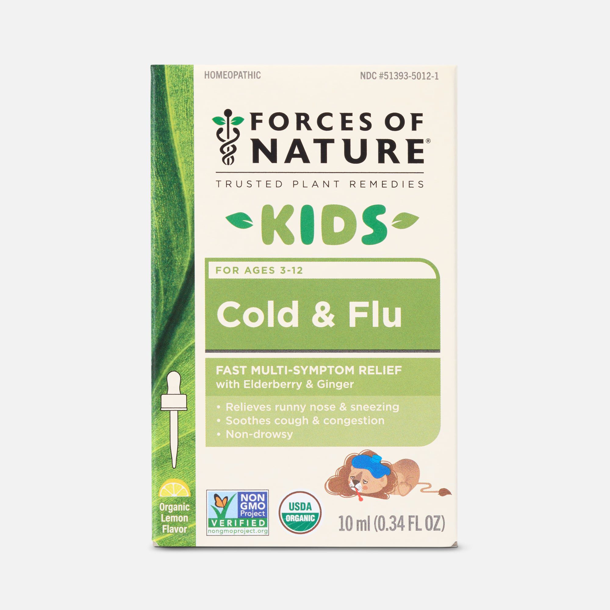 Forces of Nature Cold & Flu for Kids Sublingual Drops, Lemon, 10ml