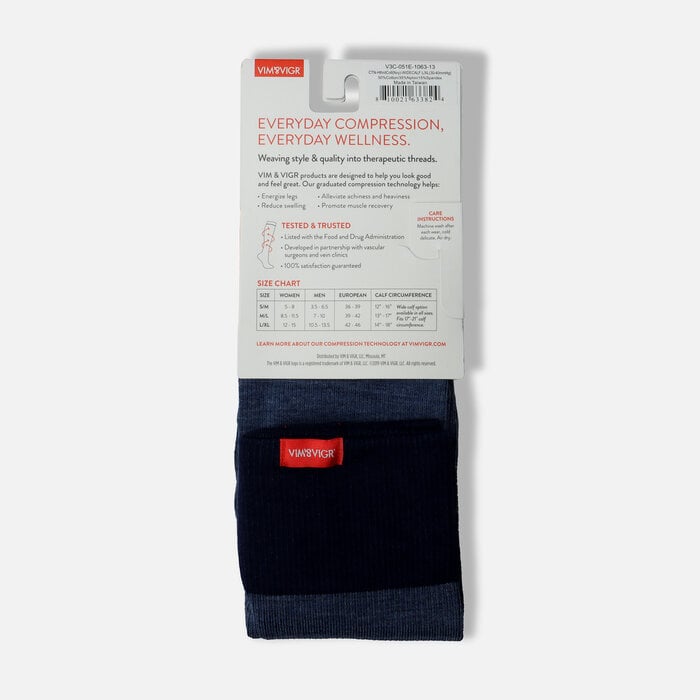 VIM & VIGR Cotton Compression Socks, Heathered Collection Navy, 30-40 mmHg, , large