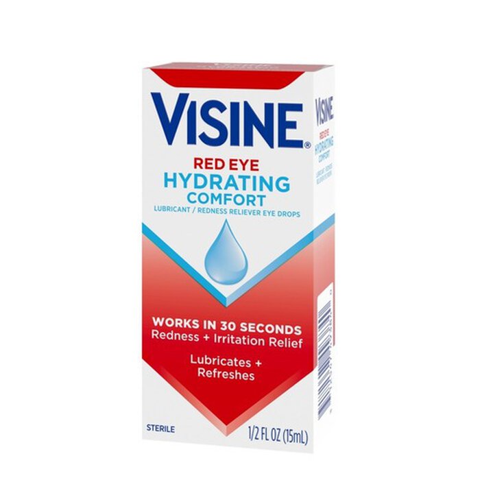 Visine Red Eye Hydrating Comfort Lubricating Eye Drops, .5 fl oz., , large