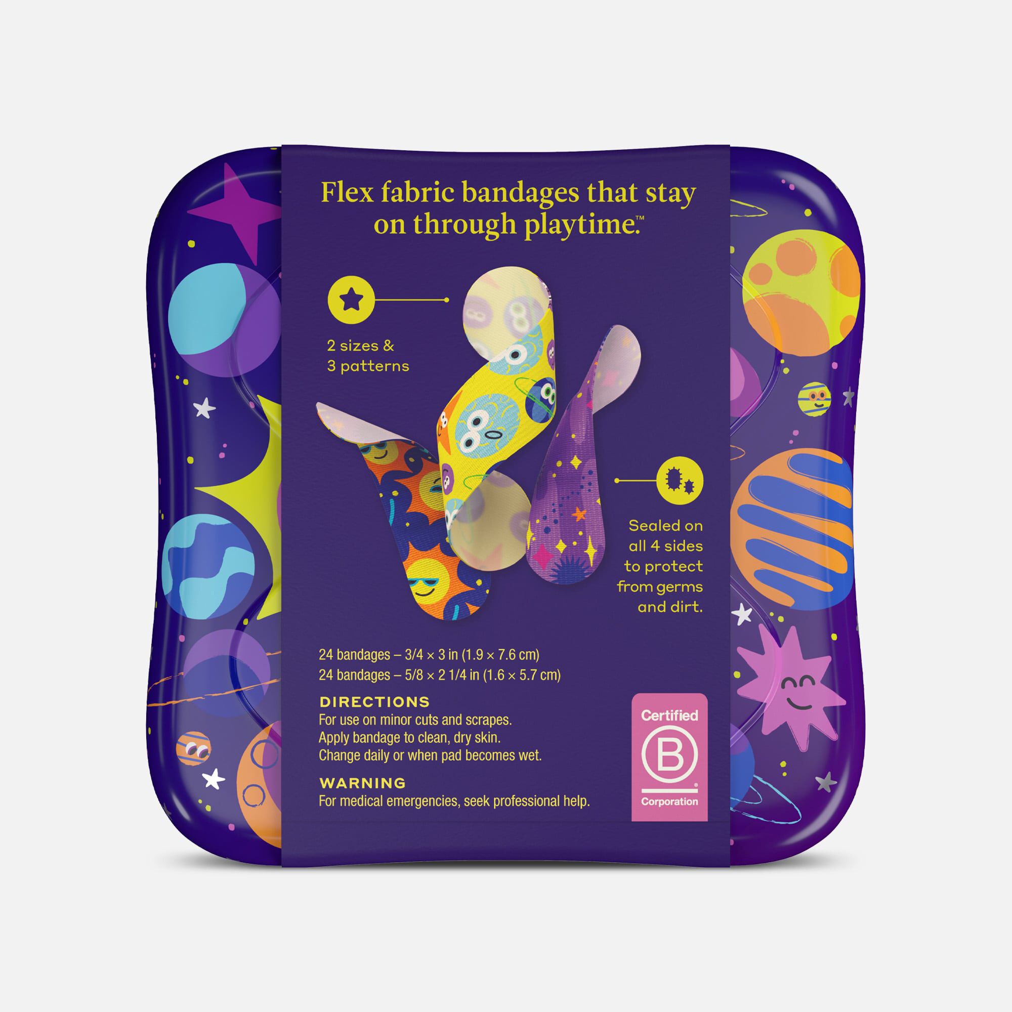 Welly Bravery Badges Planet Pals Assorted Flex Fabric Bandages, 48 ct., , large