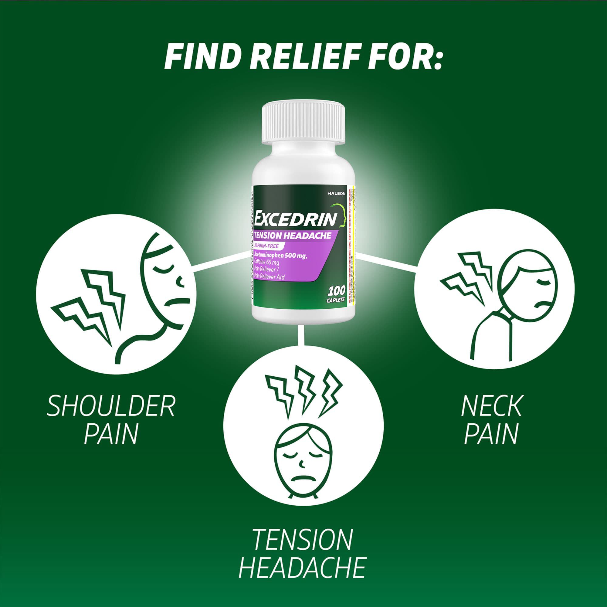 Excedrin Tension Headache Caplets, Aspirin-Free, 100 ct., , large
