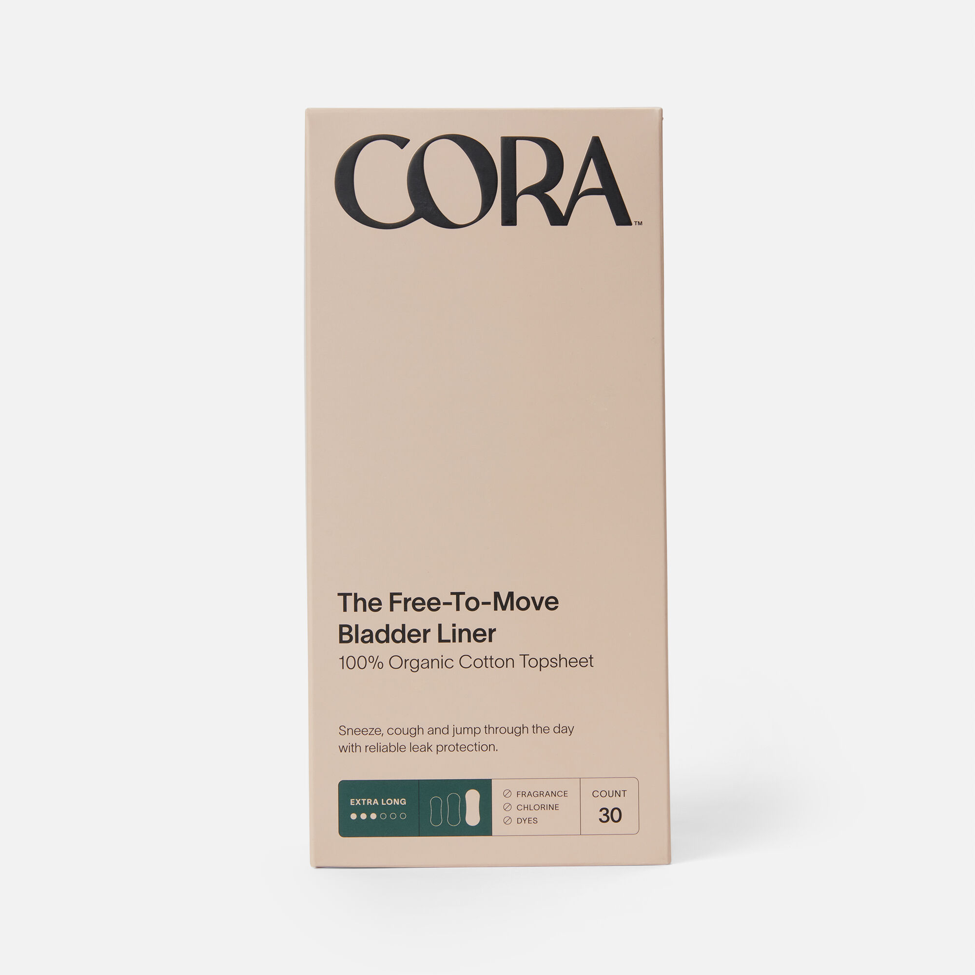 Cora Organic Bladder Extra-Long Liners, 30 ct.