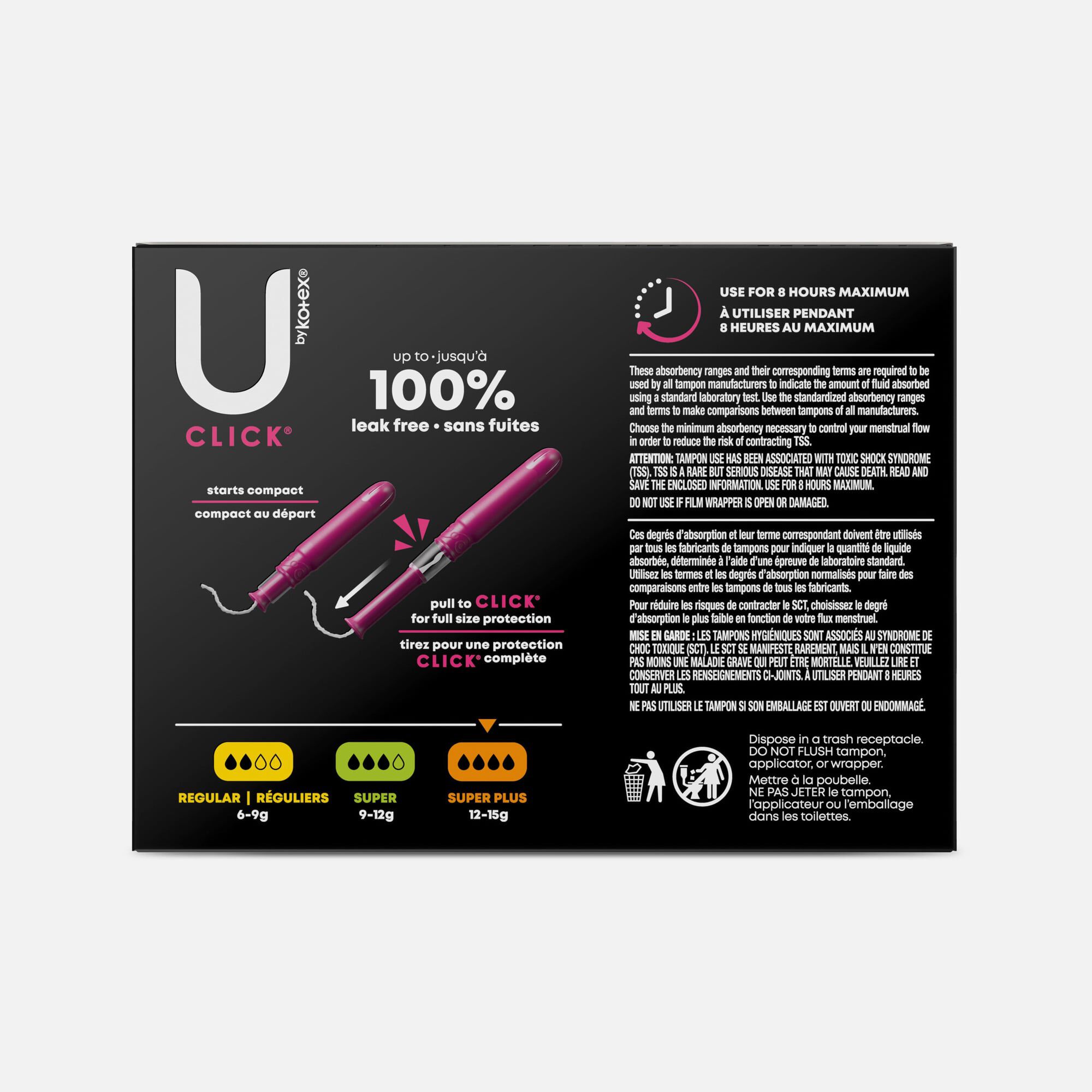 U by Kotex Click Compact Tampons, Super Plus Absorbency, 32 ct., , large
