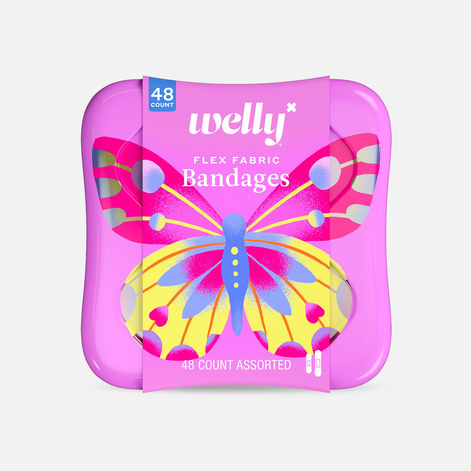 Welly Bravery Badges Butterfly Assorted Flex Fabric Bandages - 48 ct., , large