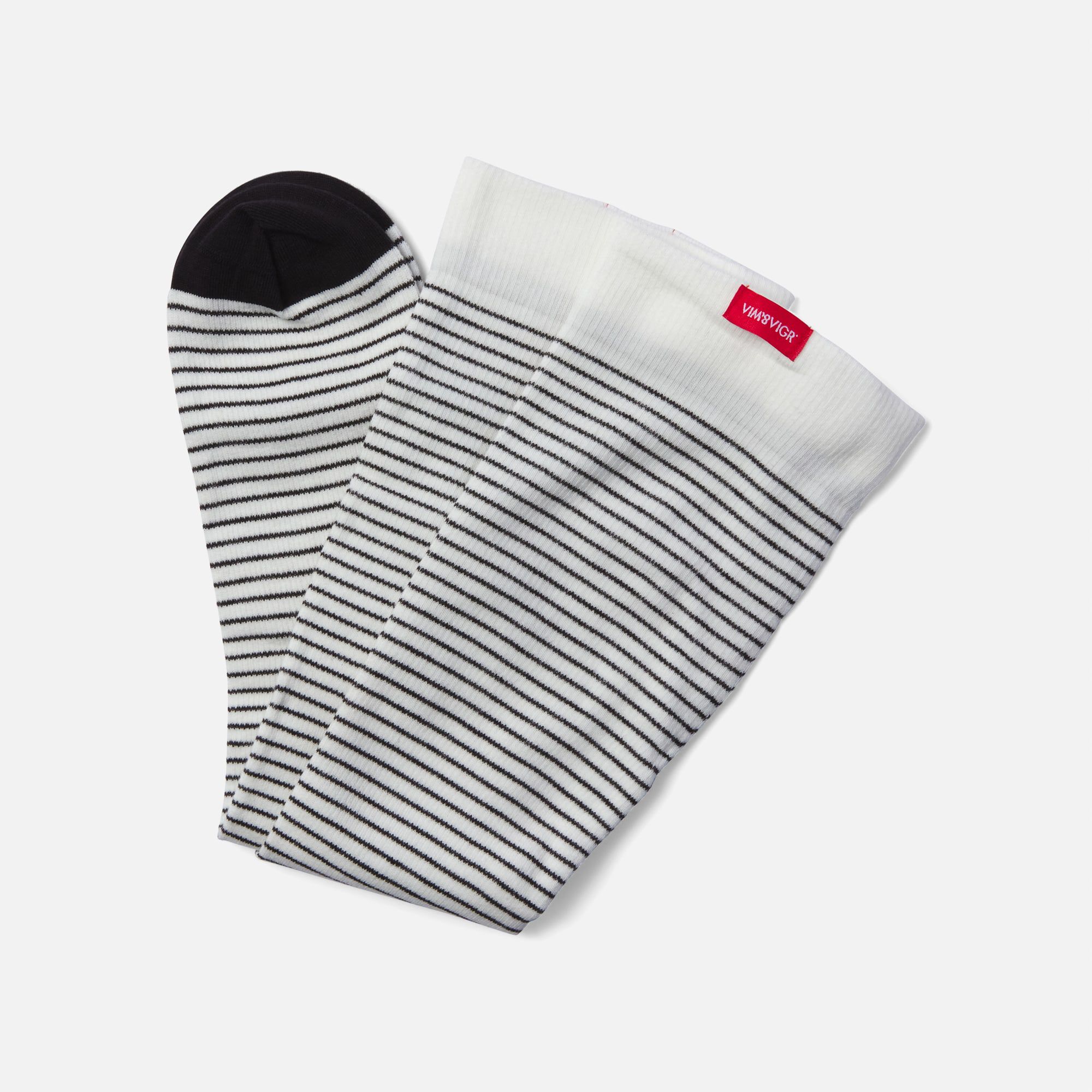 VIM & VIGR Cotton Compression Socks, Pinstripe, Cream and Black, 30-40 mmHg, , large