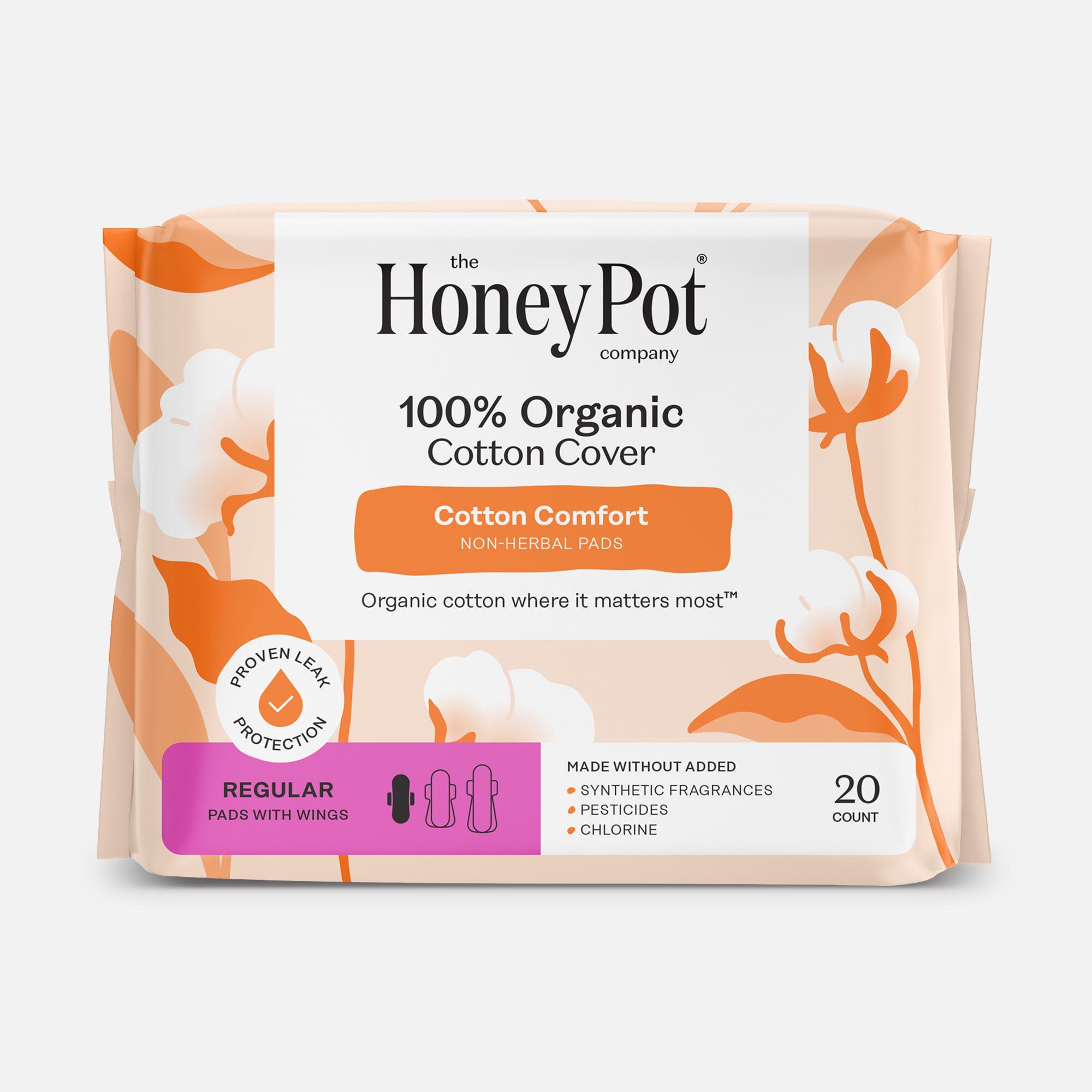 The Honey Pot 100% Organic Top Sheet Non Herbal Menstrual Pads, , large