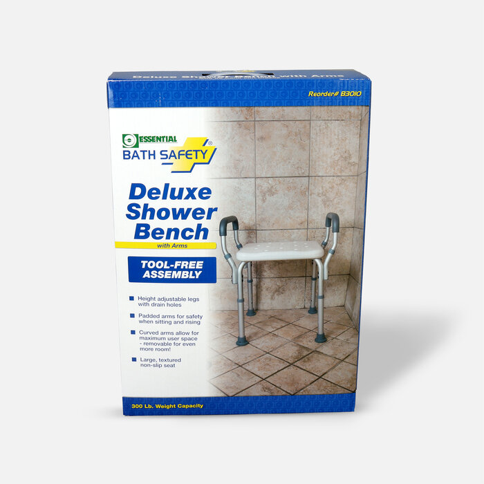 Essential Medical Deluxe Molded Shower Bench with Arms, , large
