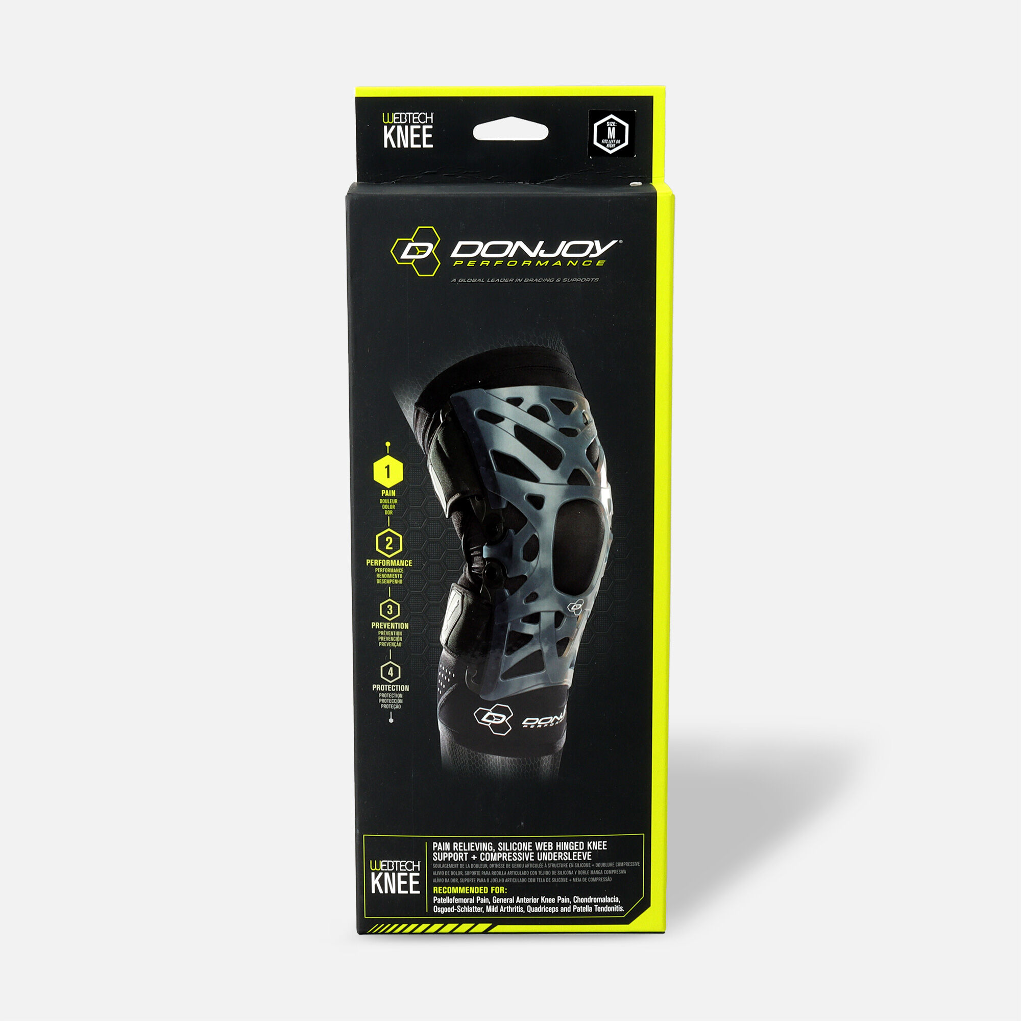 DonJoy Performance Webtech Knee Brace, Black, , large