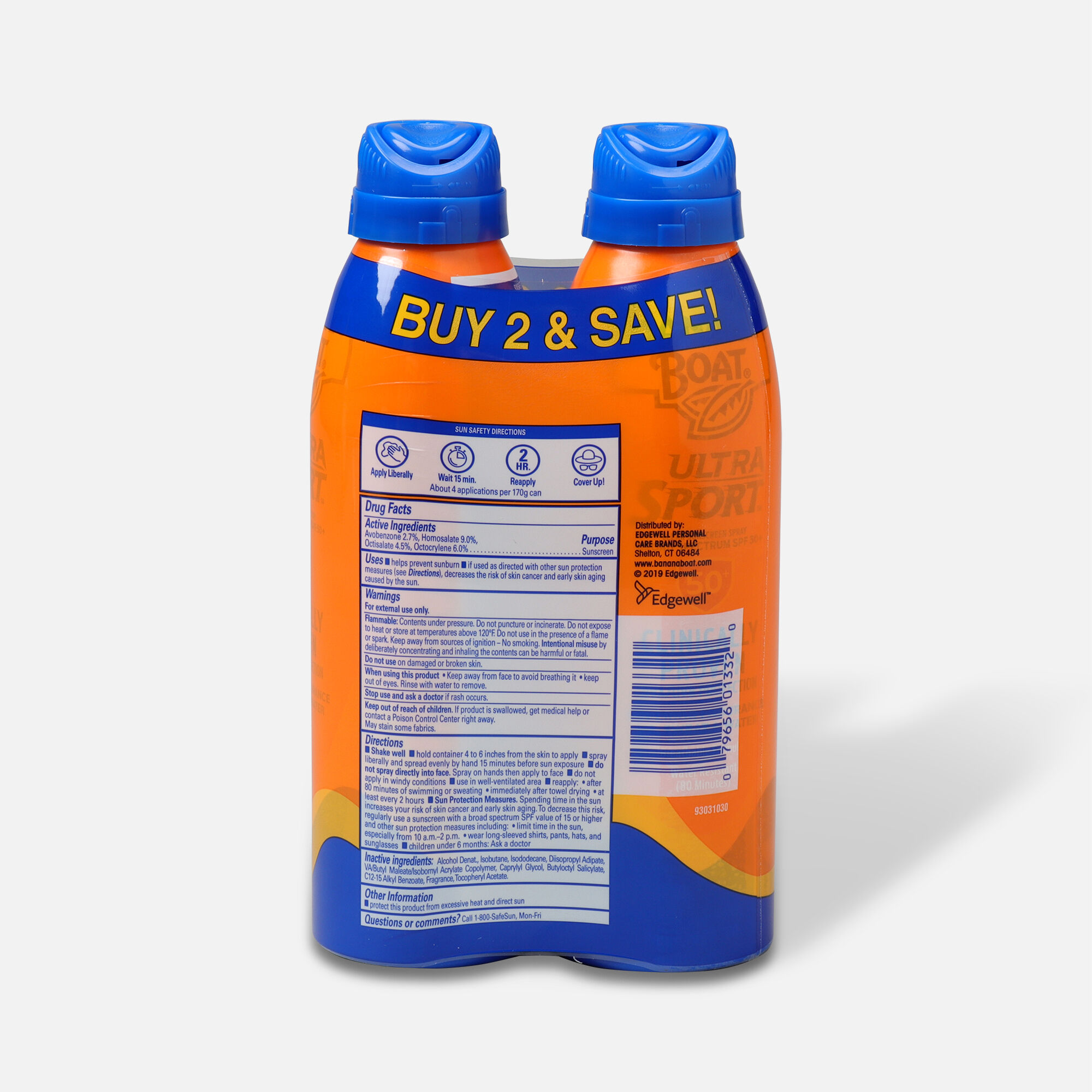 Banana Boat Ultra Sport Sunscreen Spray SPF 50+, 6 oz. (Twin Packs), , large