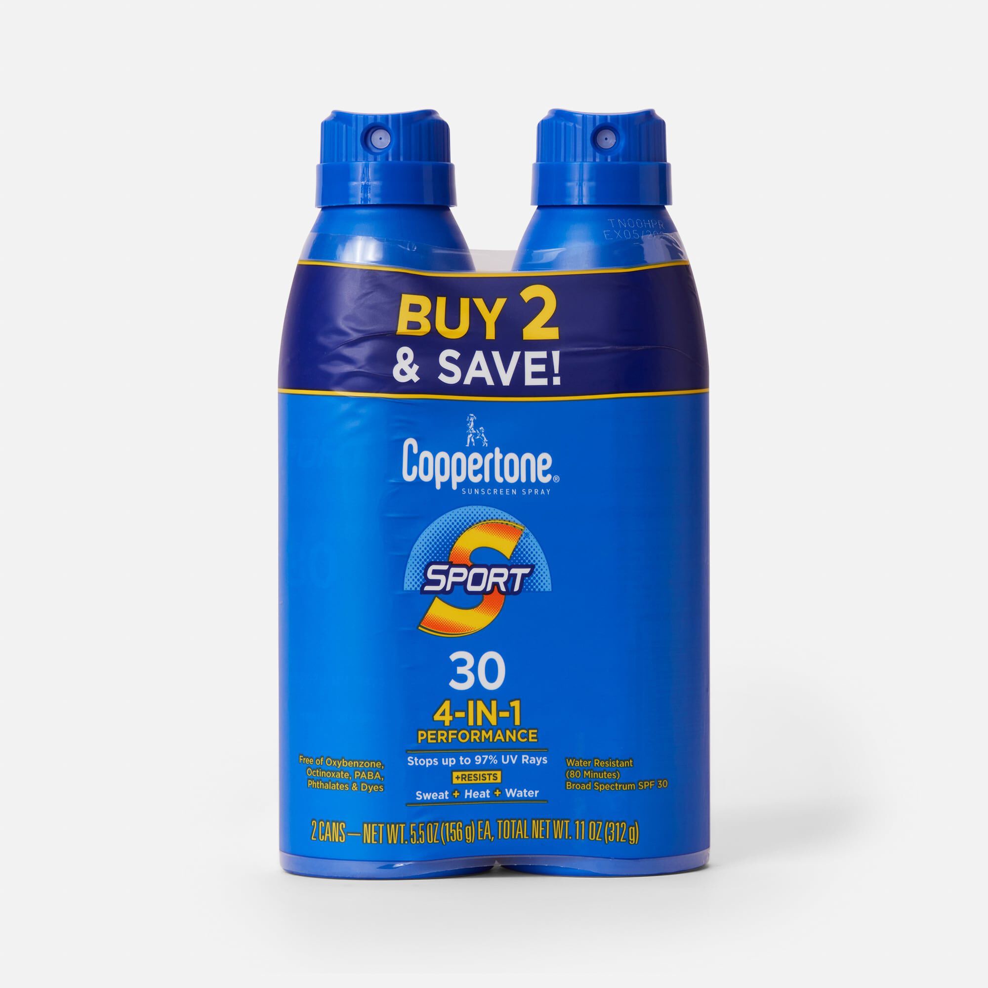Coppertone Sport Sunscreen Spray, 5.5 oz. - Twin Pack, , large