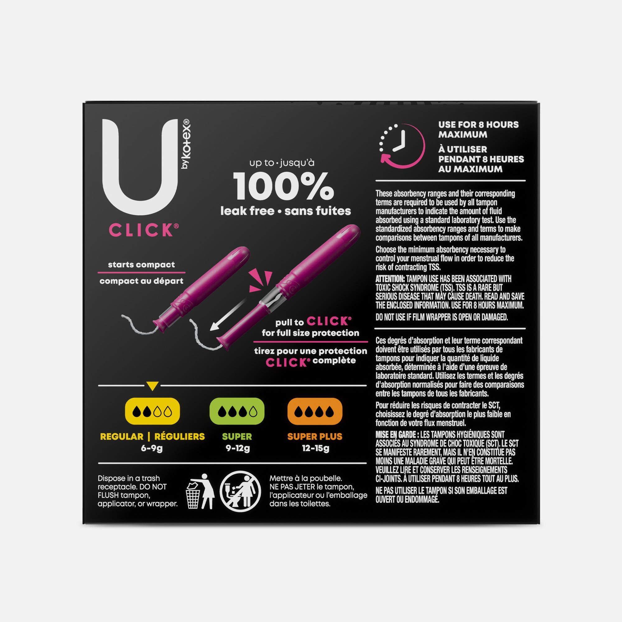 U by Kotex Click Compact Tampons, Regular Absorbency, , large