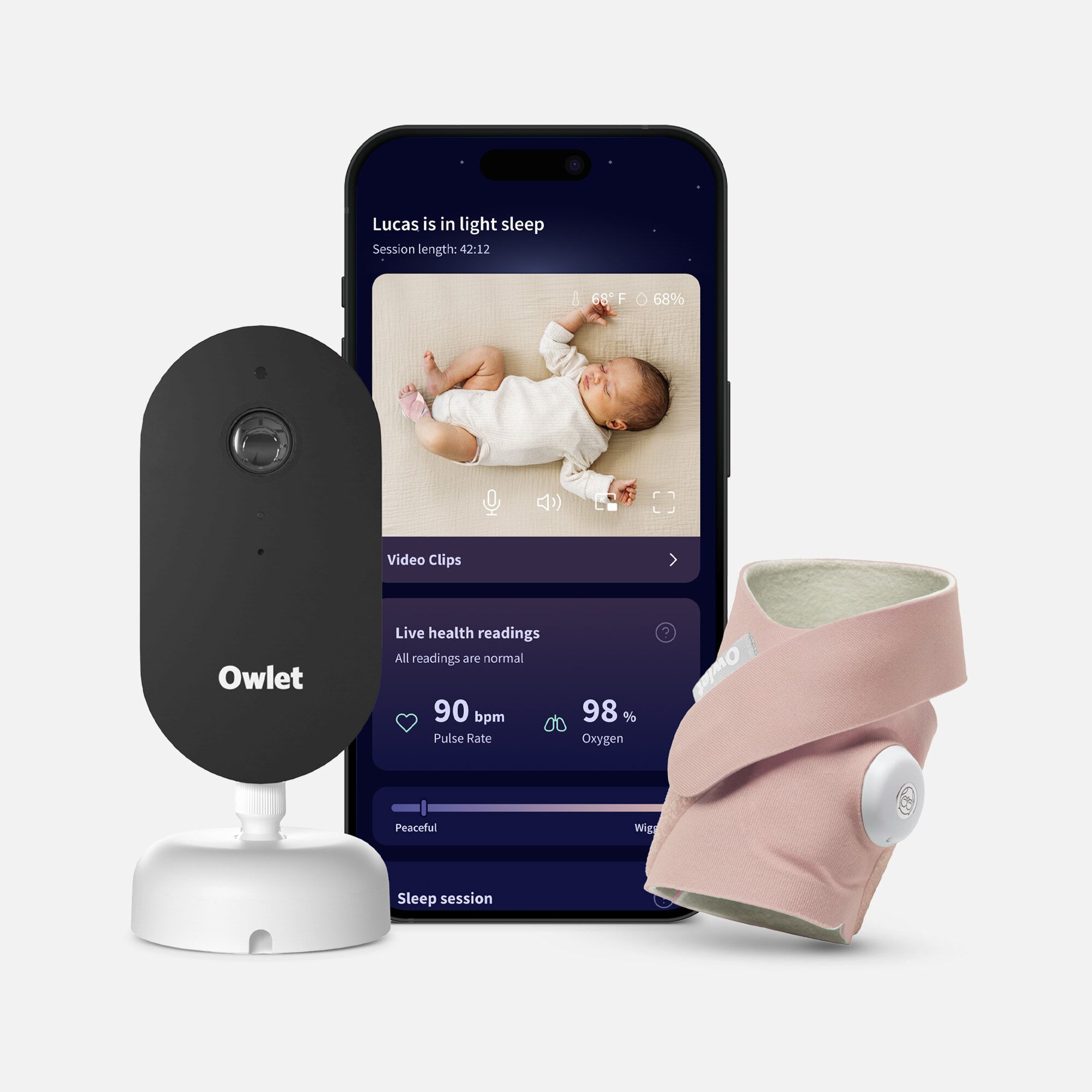 Owlet Dream Duo™ Smart Baby Monitoring System, 3rd Generation, Dusty Rose