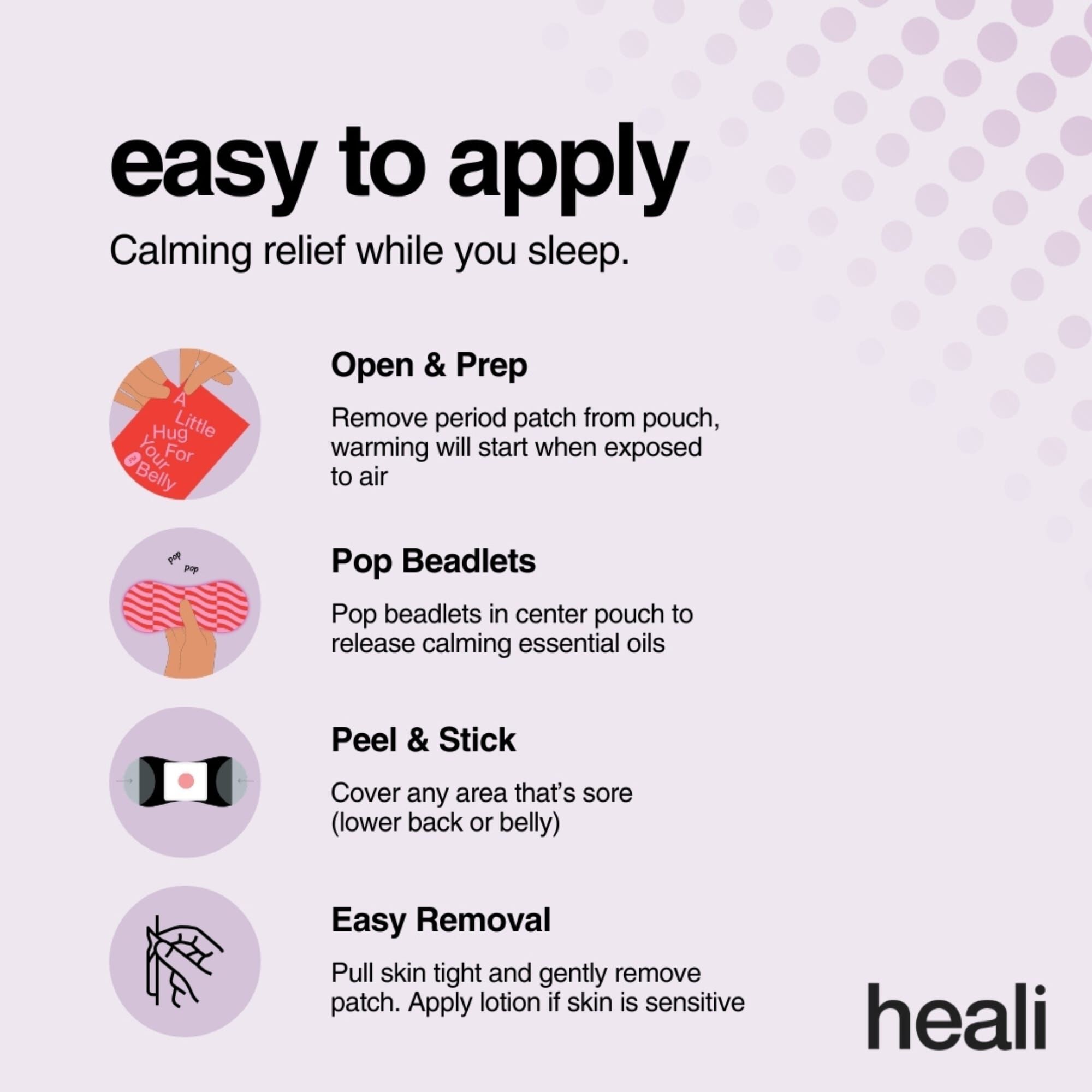 Heali Warming Period Pain Night Patch, 4 ct., , large