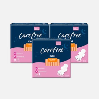 Carefree Maxi Overnight Pads with Wings, 28 ct. (3-Pack), , large