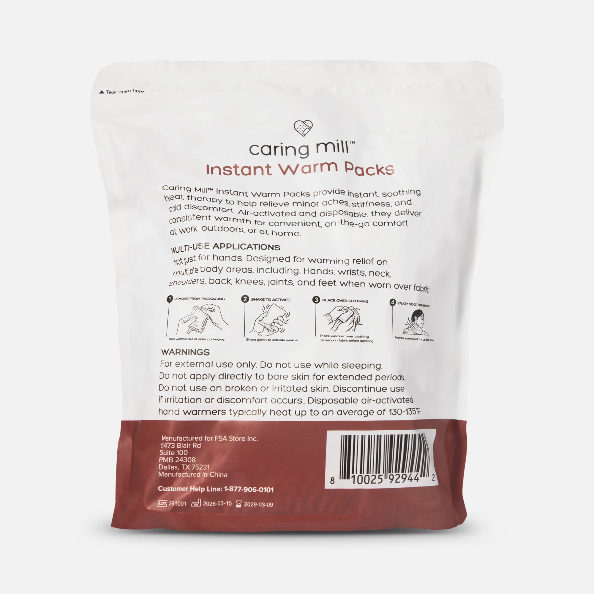 Caring Mill™ Instant Warm Packs, 30 ct., , large