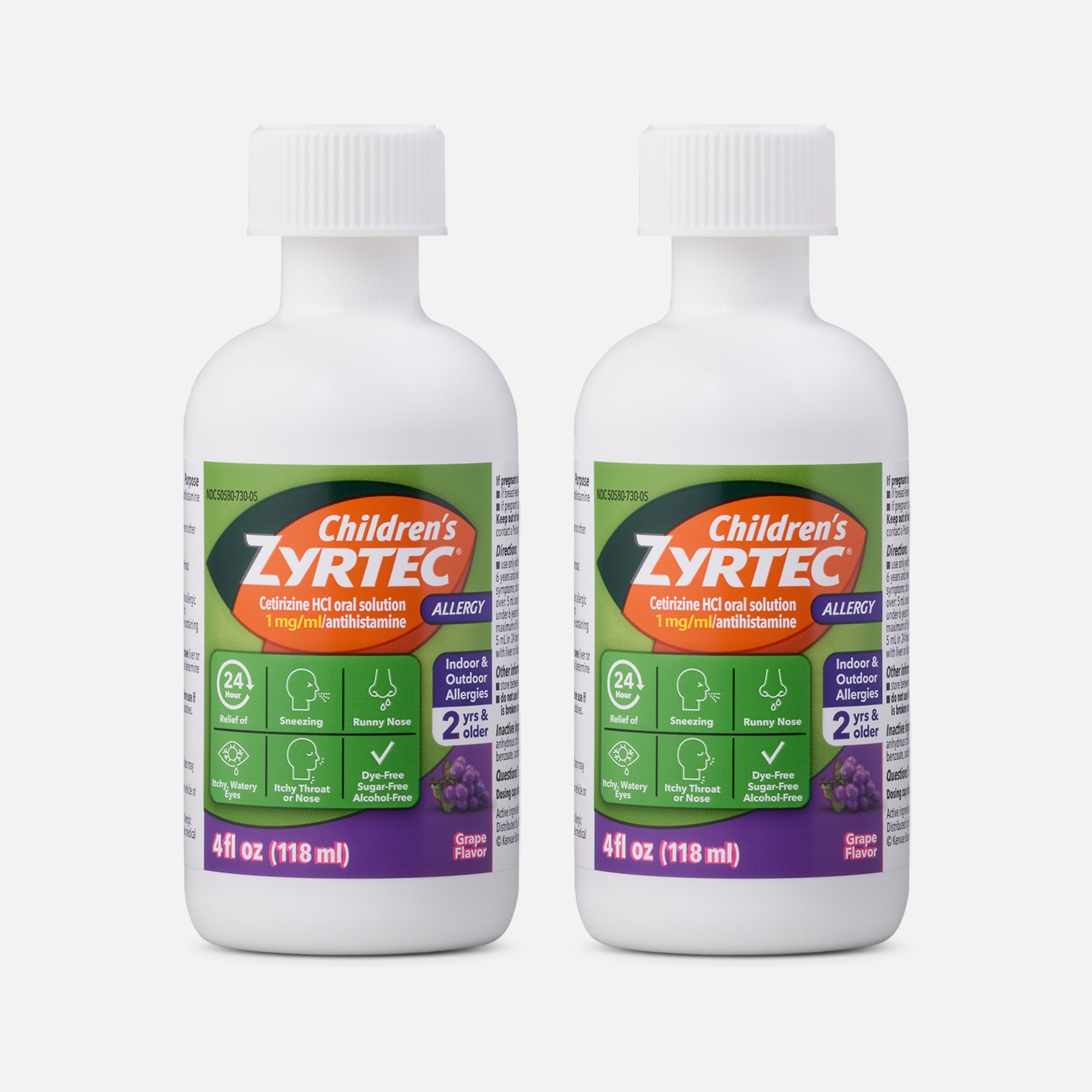 Children's Zyrtec 1 mg Grape Syrup, 4 fl oz. (2-Pack), , large