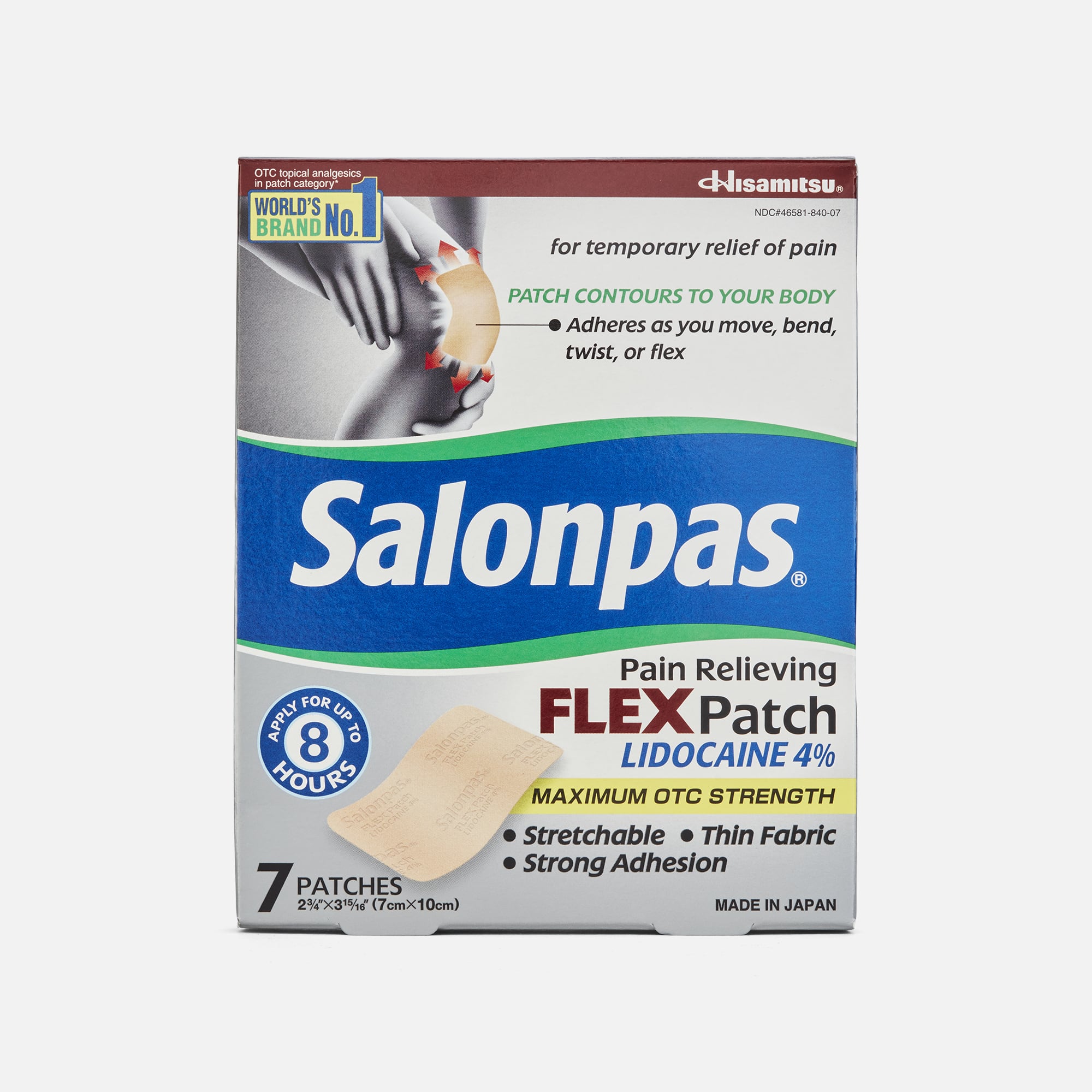 Salonpas Pain Relieving Flex Patch Lidocaine 4%, 7 ct.