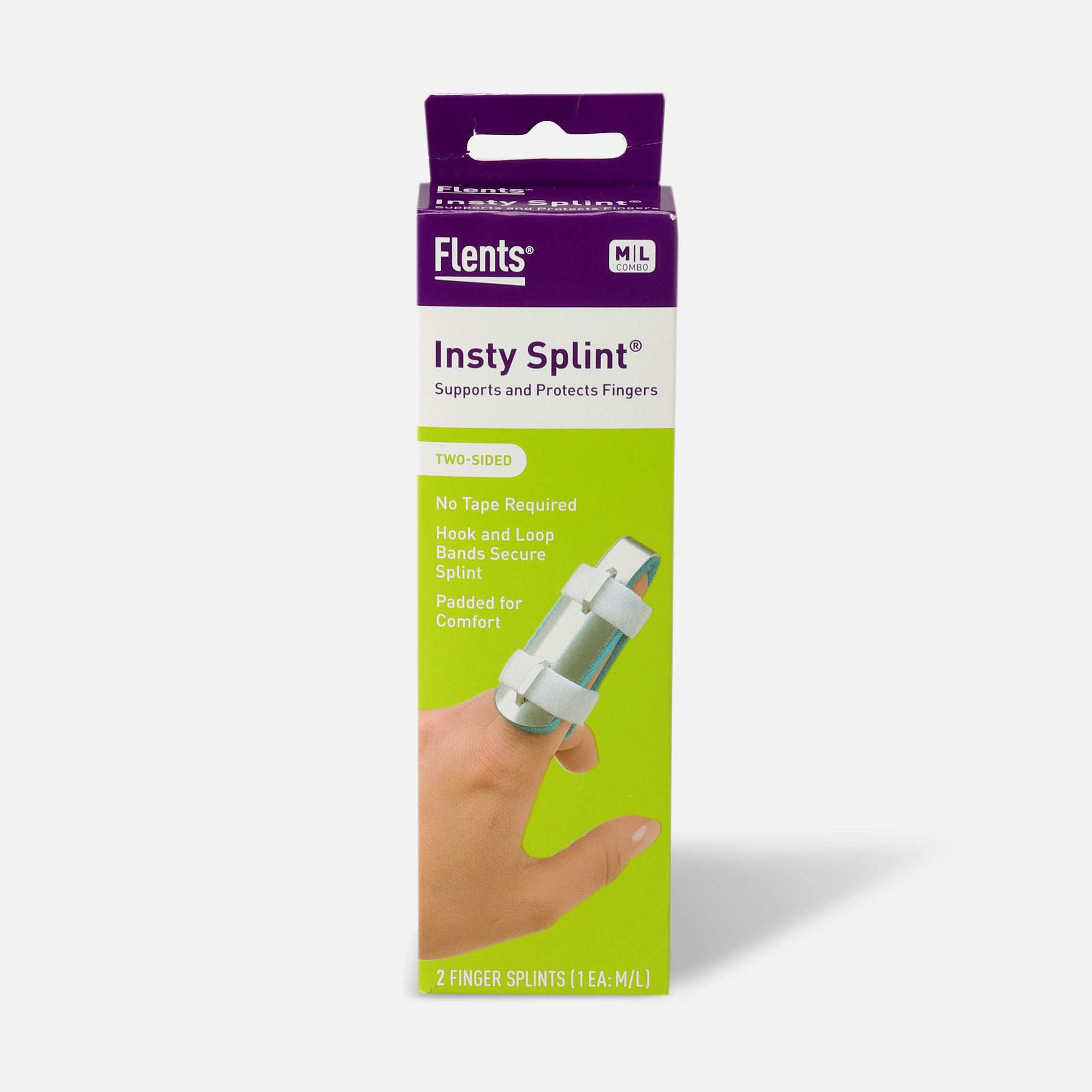 Two Splints Flents Insty Splint Finger Split, Two-Sided, 2 splints by Flents | HSA ...