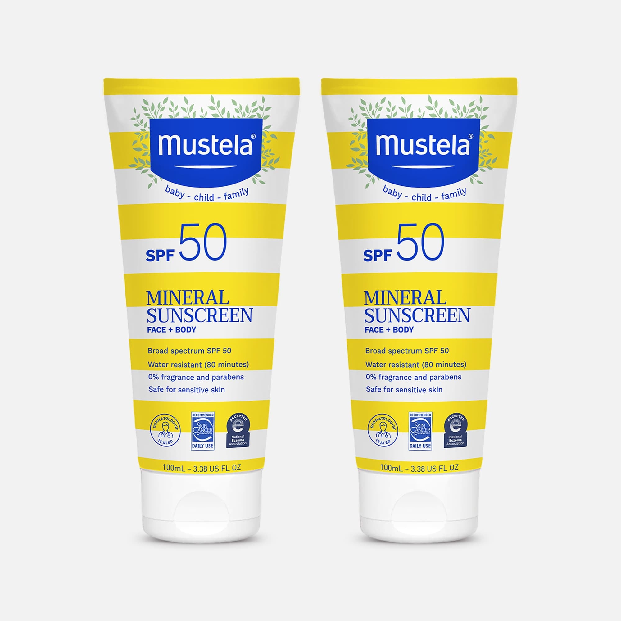 Mustela Mineral Sunscreen Lotion, SPF 50, 3.38 oz. (2-Pack), , large