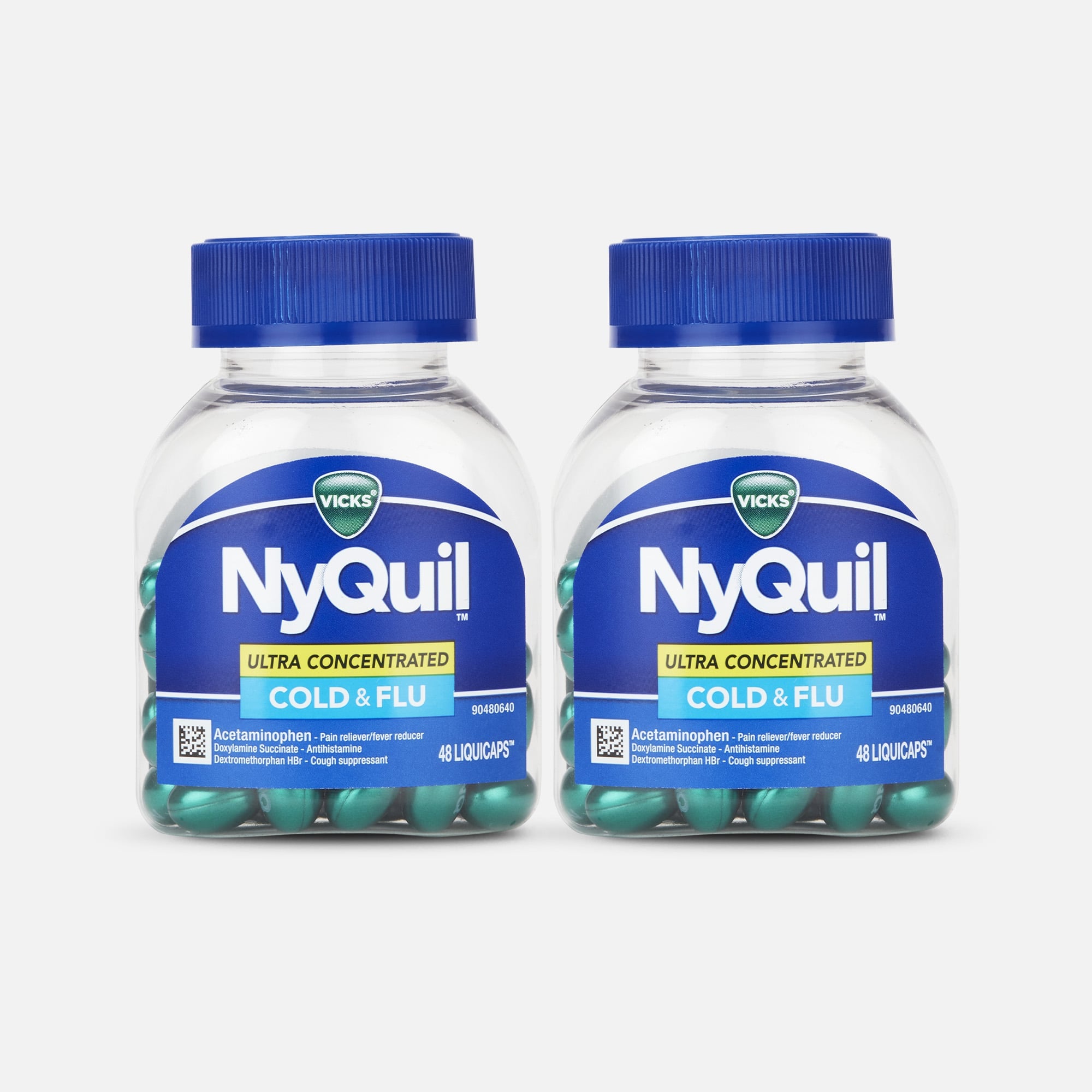 Vicks NyQuil Nighttime Ultra-Concentrated Cold & Flu Medicine Liquicaps, 48 ct. (2-Pack), , large
