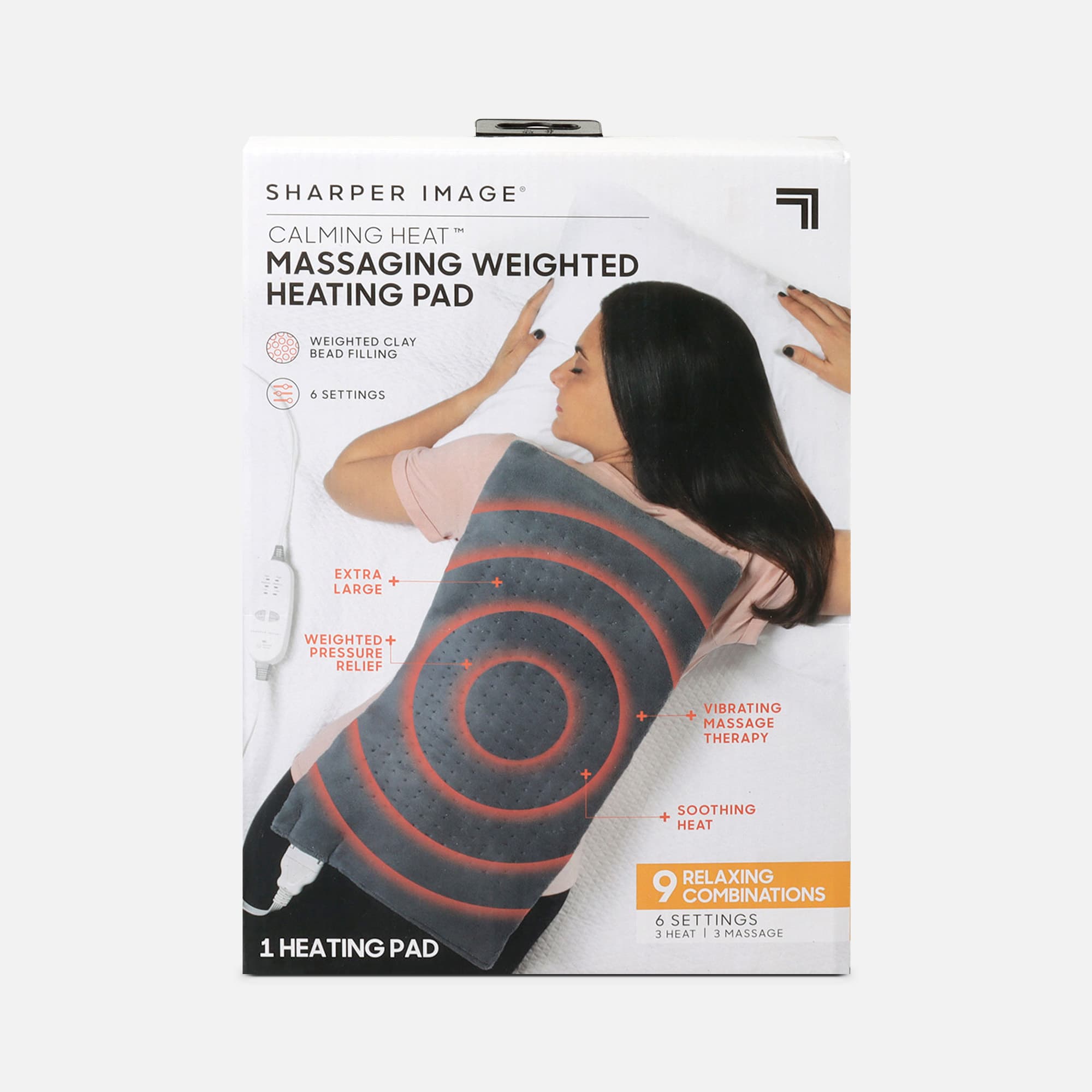 Sharper Image® Calming Heat Massaging Weighted Heating Pad, 12” x 24”, 4 lbs, , large