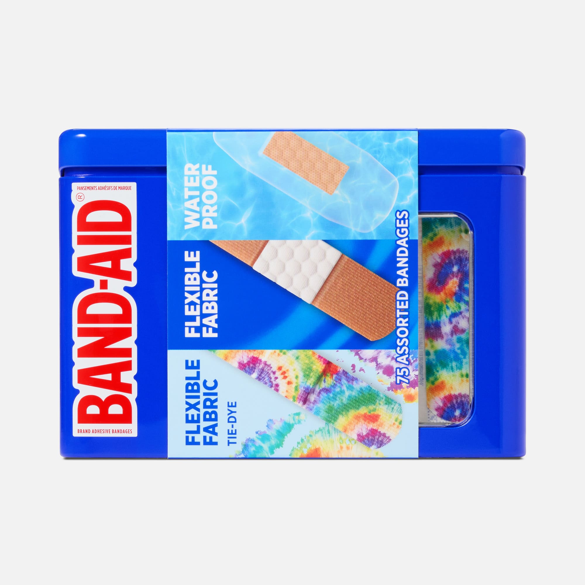 Band-Aid Tye-Dye Assorted Adhesive Bandages Tin, 75 ct., , large