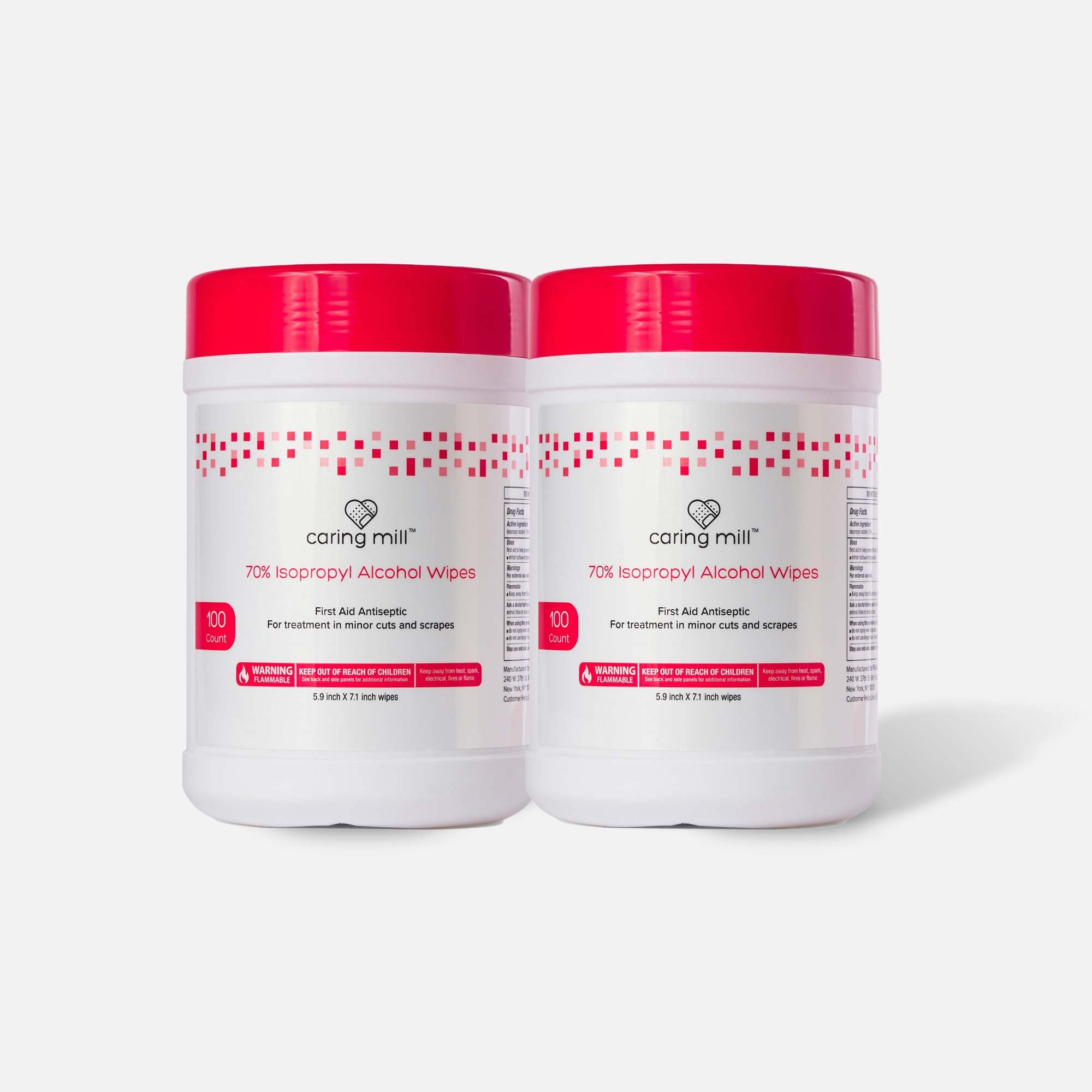 Caring Mill™ Alcohol Wipes Canister, 100 ct. (2-Pack)