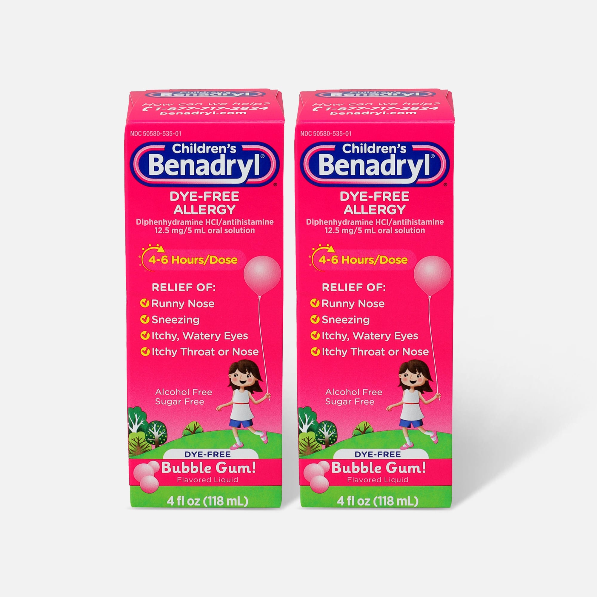 Children's Benadryl Oral Solution, Bubble Gum Flavored, 4 fl oz. (2-Pack), , large