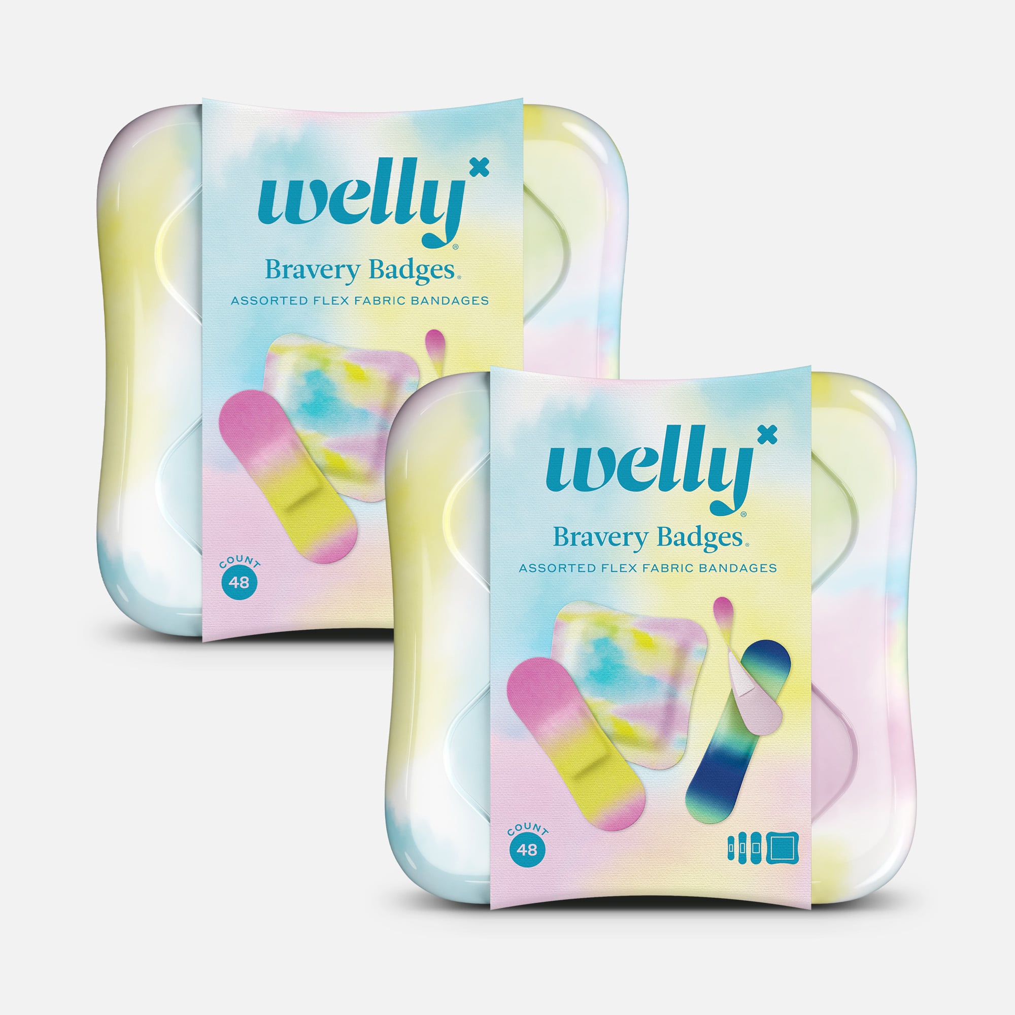 Welly Bravery Badges Colorwash Assorted Flex Fabric Bandages - 48 ct. (2-Pack), , large