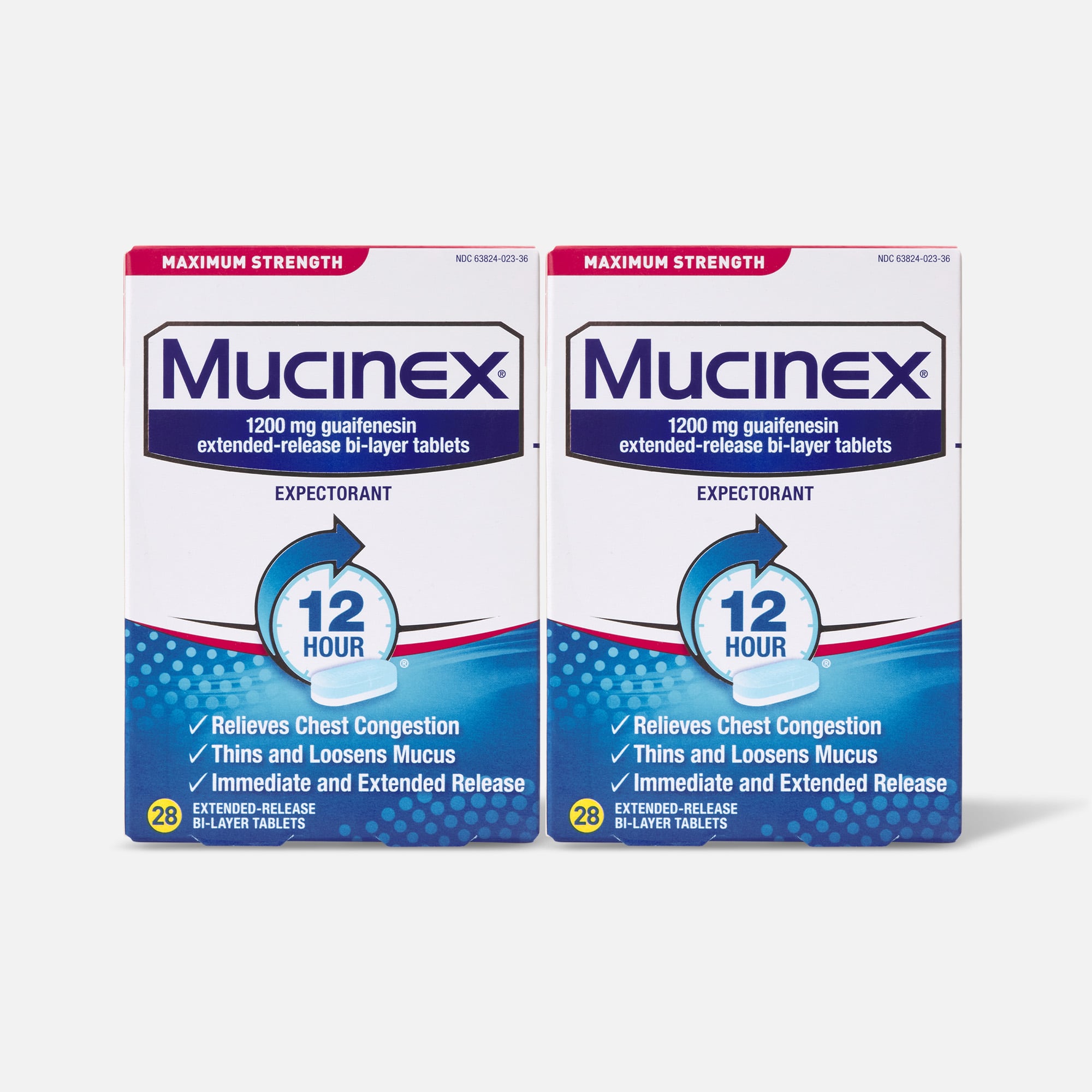 Mucinex Maximum Strength 12-Hour Chest Congestion Expectorant Tablets, 28 ct. (2-Pack), , large