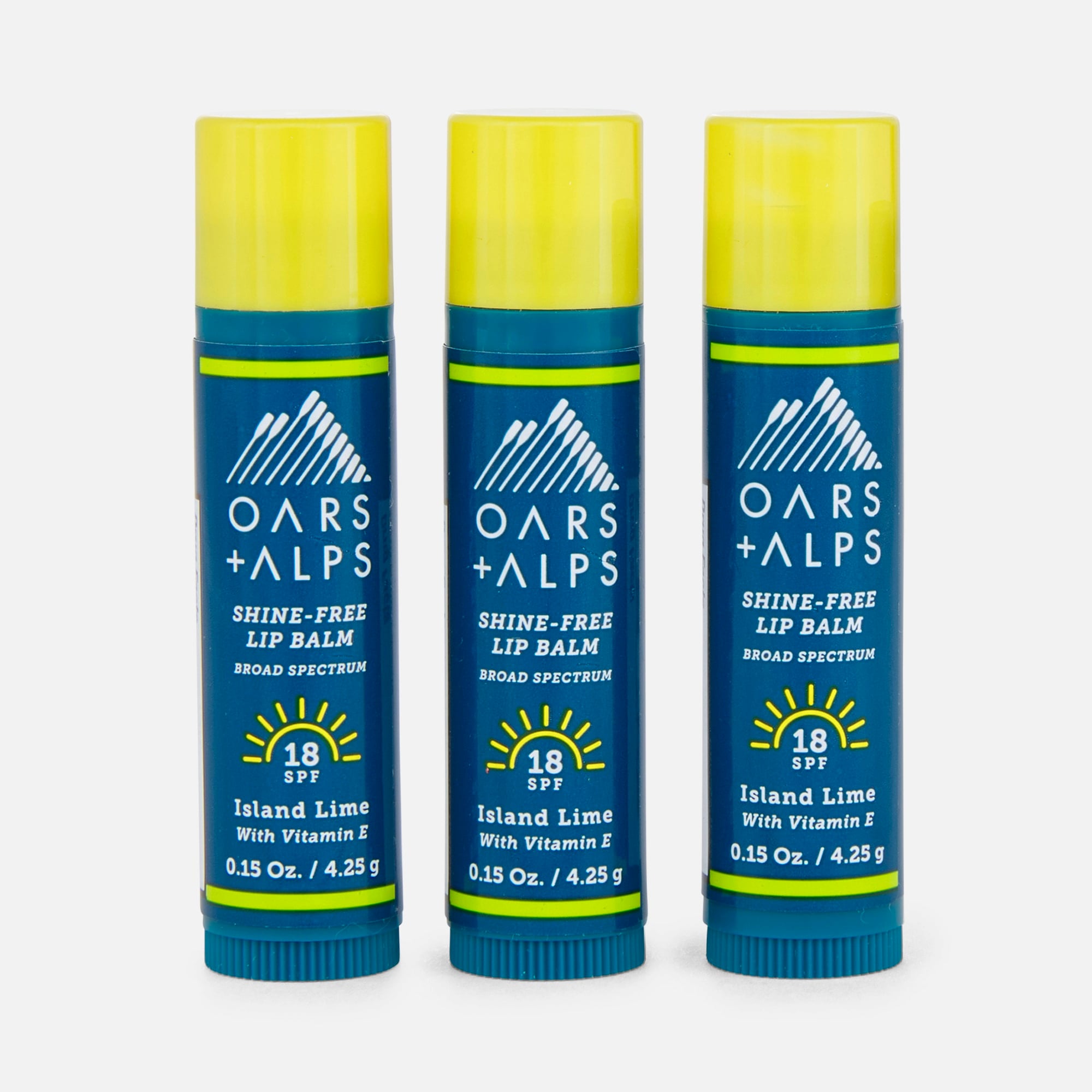 Oars + Alps SPF 18 Shine-Free Lip Balm, Kit Island Lime,  .15 oz., 3 ct., , large