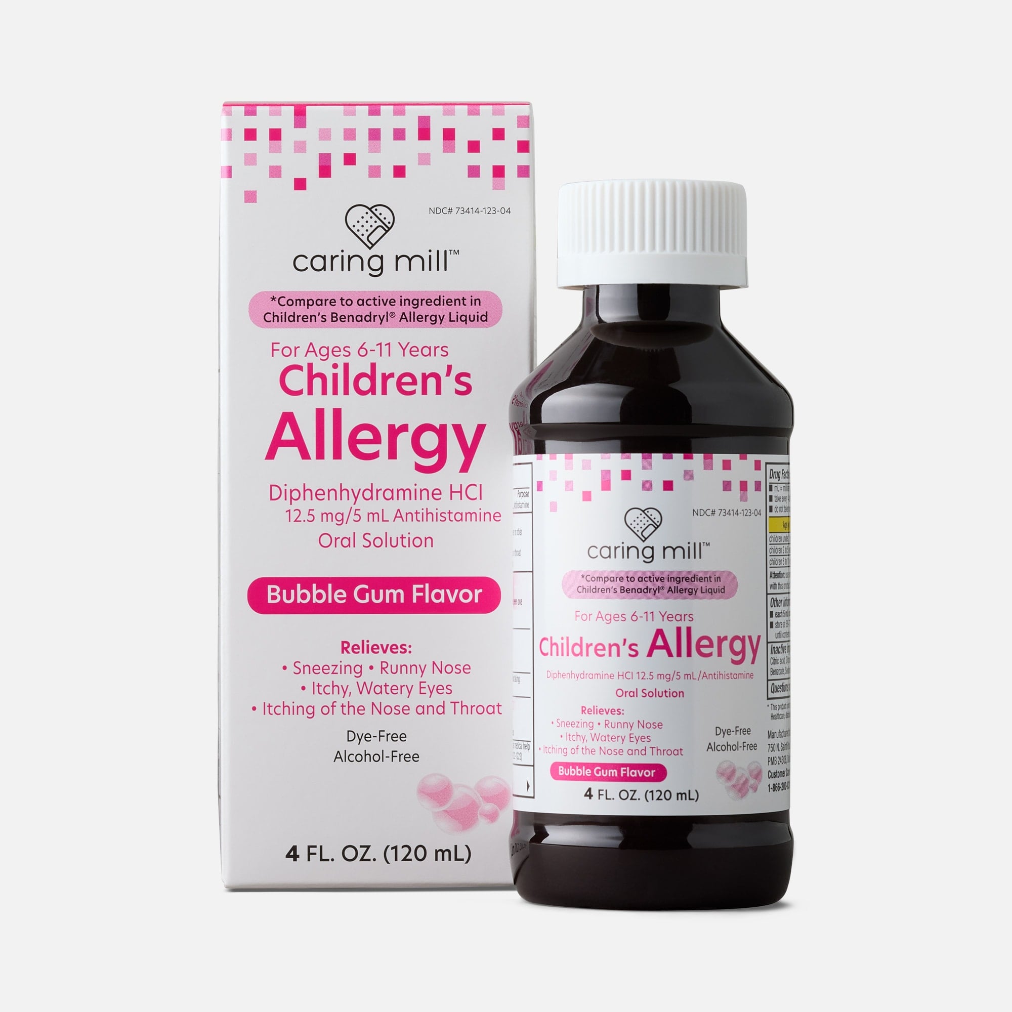 Caring Mill™ Children's Allergy Relief Liquid, Dye-Free, Bubblegum, 4 fl oz., , large