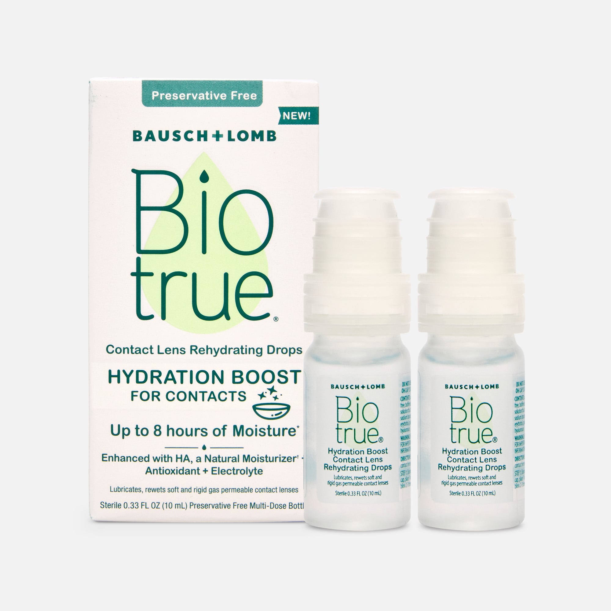Bausch + Lomb Biotrue Hydration Boost Contact Lens Drops, 0.33 fl oz. (2-Pack), , large